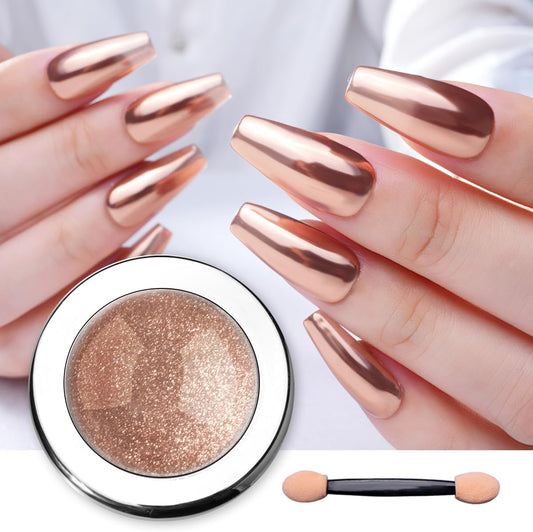 Pretty Diva Chrome Nail Powder - Bronze/Copper Mirror Effect Nail Chrome Powders, Highlight Metallic Chrome Powder for Nail Art Pigment Chrome Powder for Nails (bronze, 1g)