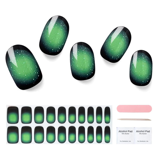 Semi Cured Gel Nail Strips, 20 pcs Gel Nail Stikers, Gel Nail Wraps Semi Cured, Salon-Quality, 2 Weeks Long Lasting, Firefly