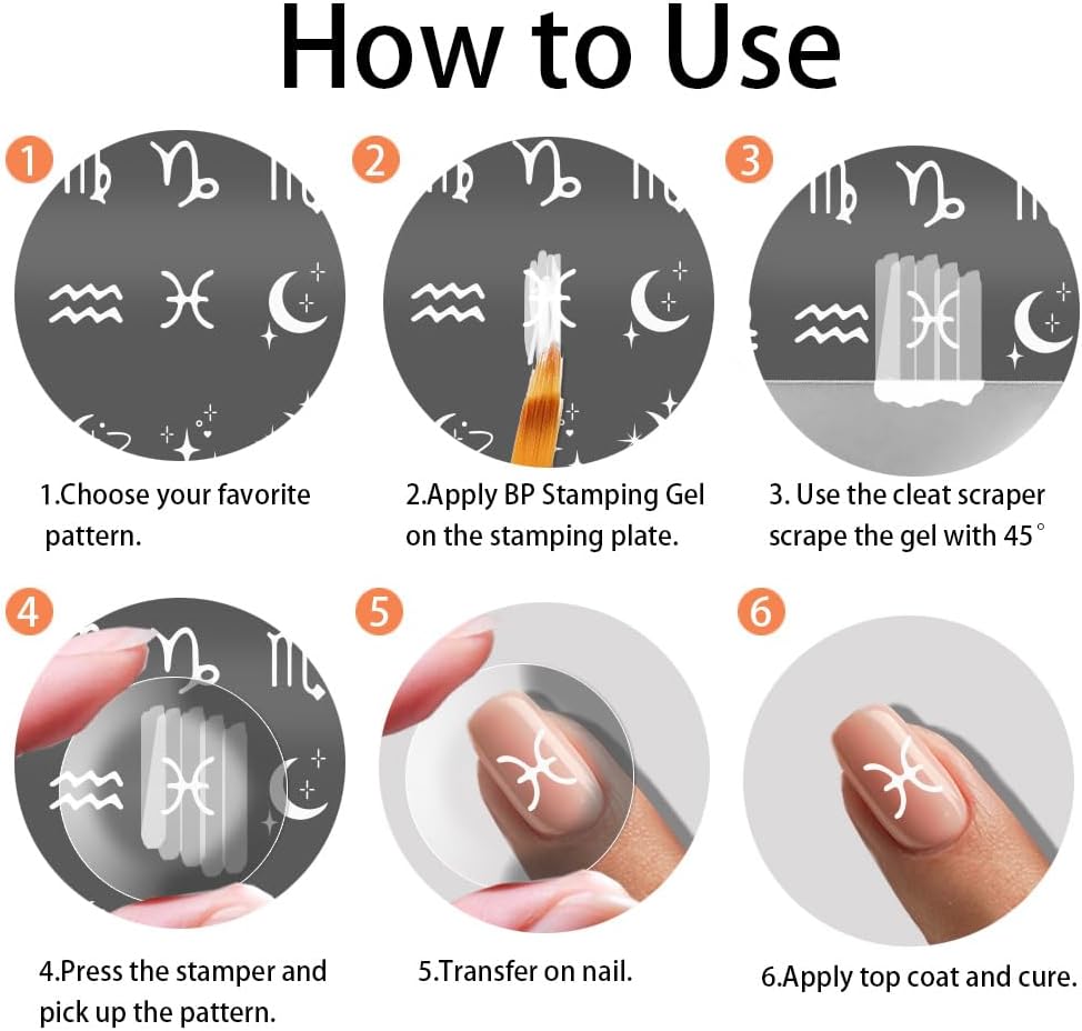 PH PandaHall 84 Patterns Moon Star Nail Stamper 12 Constellation Nail Stamping Plate Night Sky Nail Art Stencils Print Nail Stencils Stainless Steel Nail Image Plates for Nail Design Manicure Salon