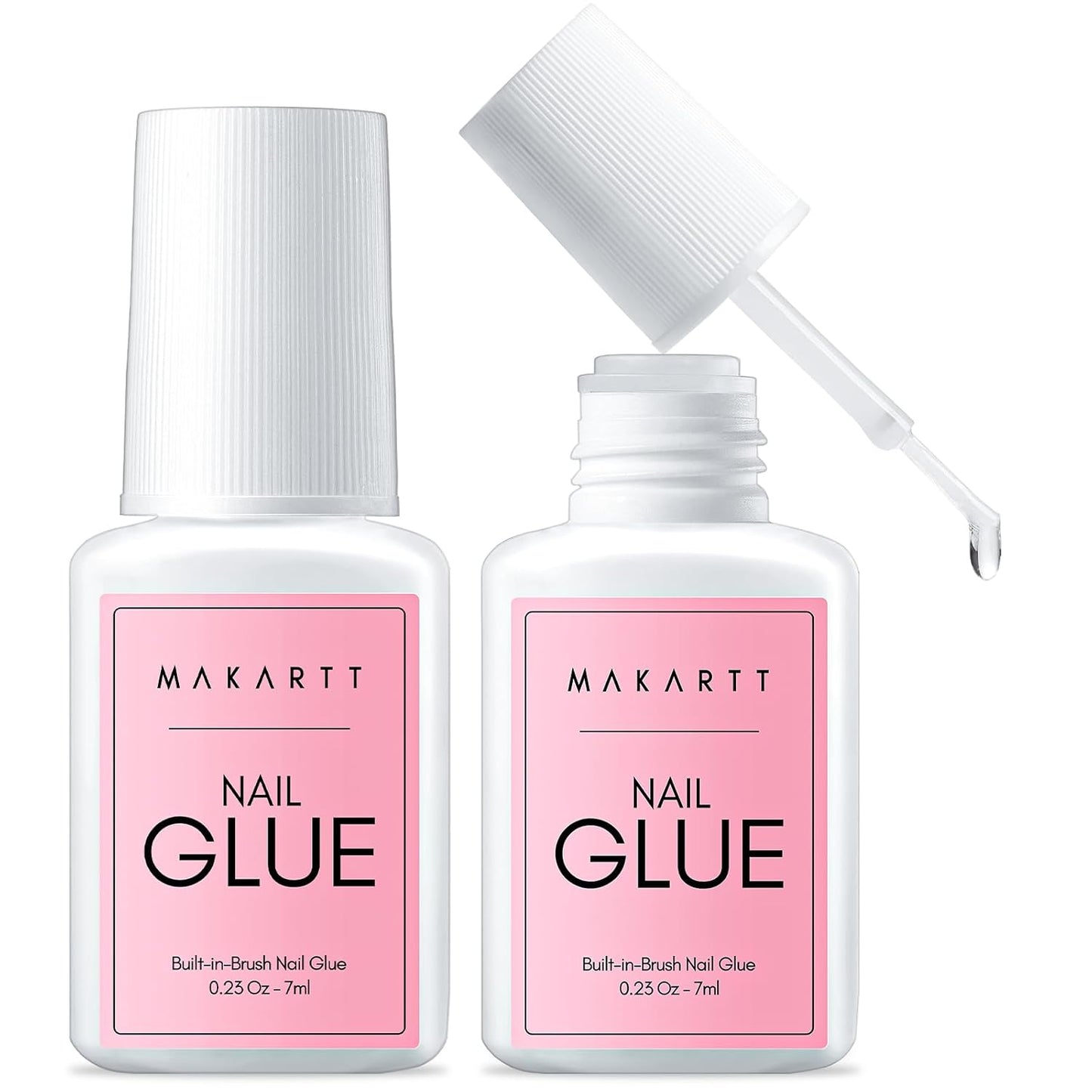 Makartt Quick Nail Glue for Press on Nails: Acrylic Nail Tips-Fake Nails-Salon Quality Strong Brush On Nail Glue-Quick Dry Easy Application No Need for Nail Lamp Durable & Long-Lasting 7ML 2Pcs