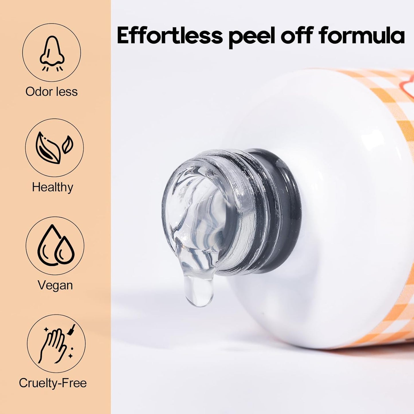 ADHERE Peel Off Gel Base Coat - UV LED Light Peelable Base Gel Polish, 15ml, No Filing Soaking-off for Easy Nail Removal, Perfect for Beginners & DIY Home Use