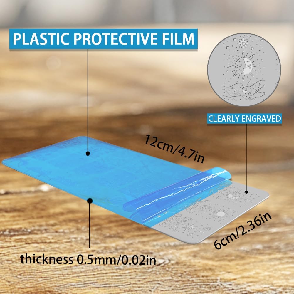 3Pcs Sun Moon Star Nail Stamping Plate Nail Stamping Templates French Tip Nail Art Stamp Plates Image Plate Stainless Steel DIY Reusable Tools for Manicure Printing