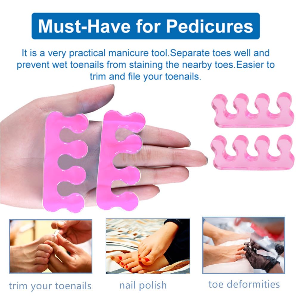 Pedicure Toe Separators for Bunion Relief & Nail Polish Application - Orthopedic Gel Toenail Dividers, Repeatable & Washable Toe Spacers for Toenail Separation