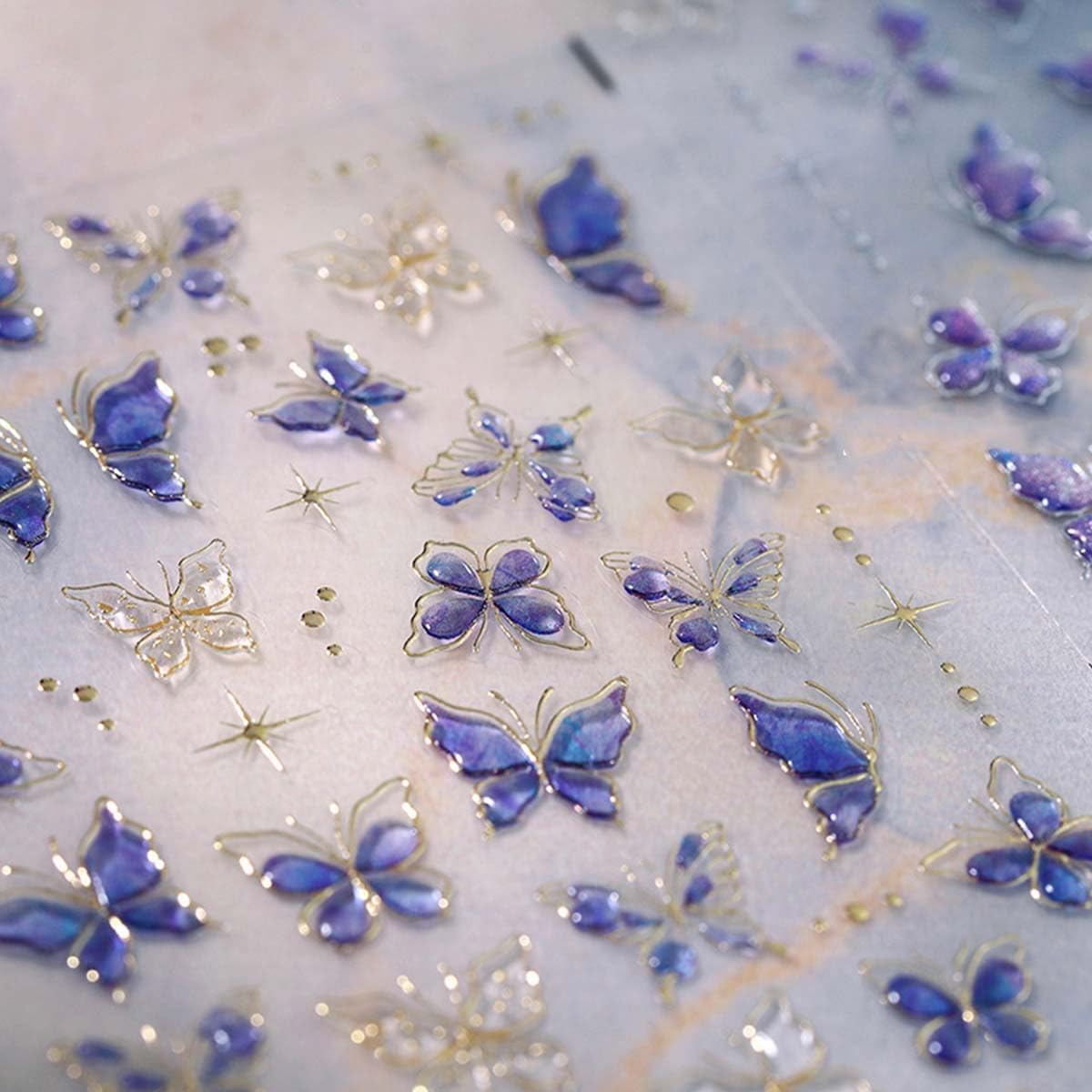 Purple Butterfly Nail Art Stickers Decals Purple Butterfly Nail Decals with Gold Accent 5D Embossed Stickers for Nails Designs Self Adhesive Nail Art Supplies & Decorations for Women Girls 1 Sheet