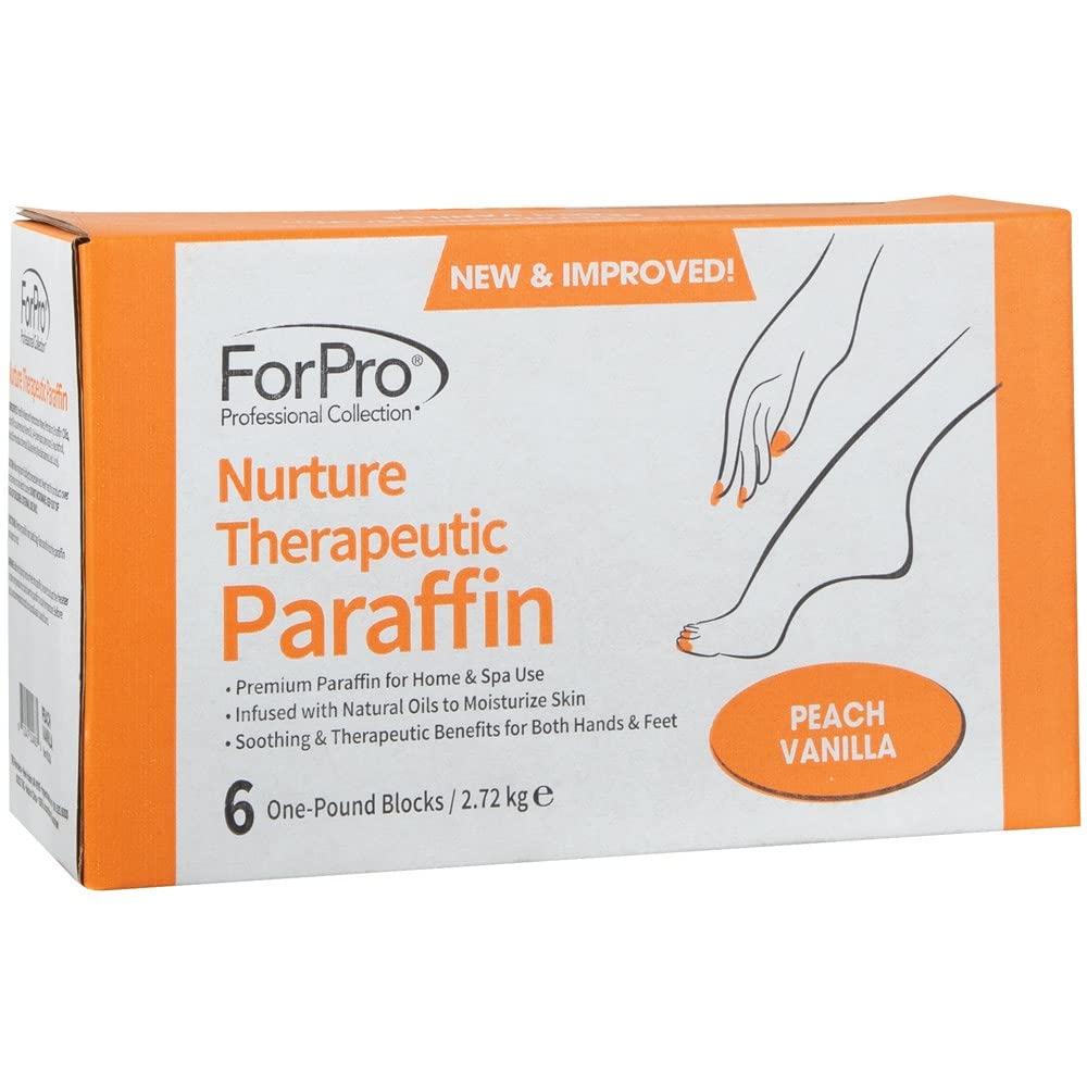 ForPro Professional Collection Nurture Paraffin Wax Refill, Peach Vanilla, Six 1-Pound Paraffin Blocks, Non-Greasy, Moisturizing for Soft & Healthy Skin, 6 Lbs