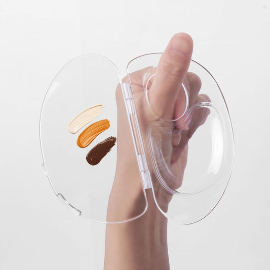 Acrylic Cosmetic Makeup Palette,2 in 1 Makeup Mixing Palette with Foundation Spatula and Storage Pigment,Handheld Makeup Mixing Tray,Makeup Plate for Foundation Eye Shadow Nail Art (A-Clear)