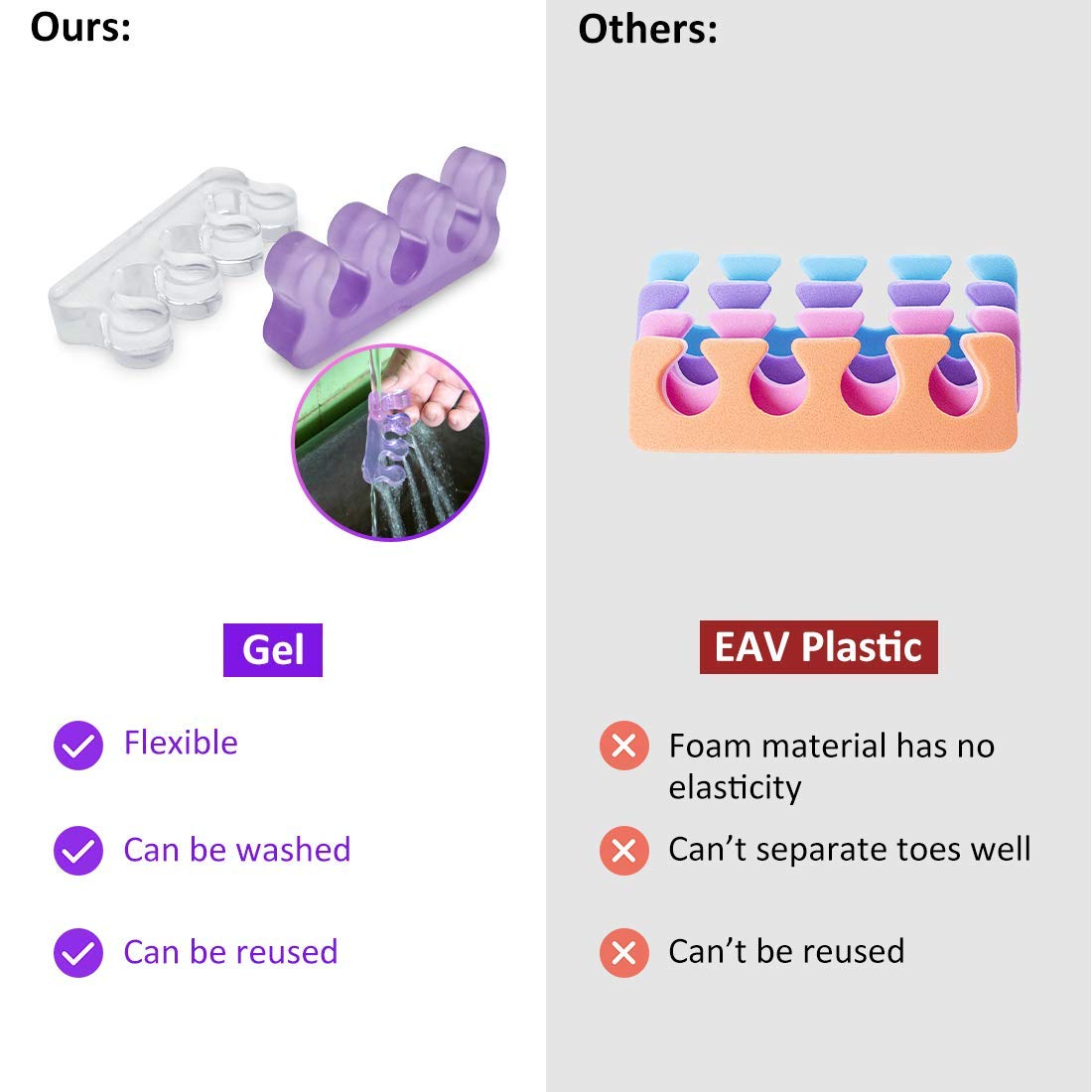 SUNFATT Toe Separators for Pedicure,Toe Spacer,Toe Separators use for Separation of Toenails or Nails,Washable and Reusable Pedicure Supplies.