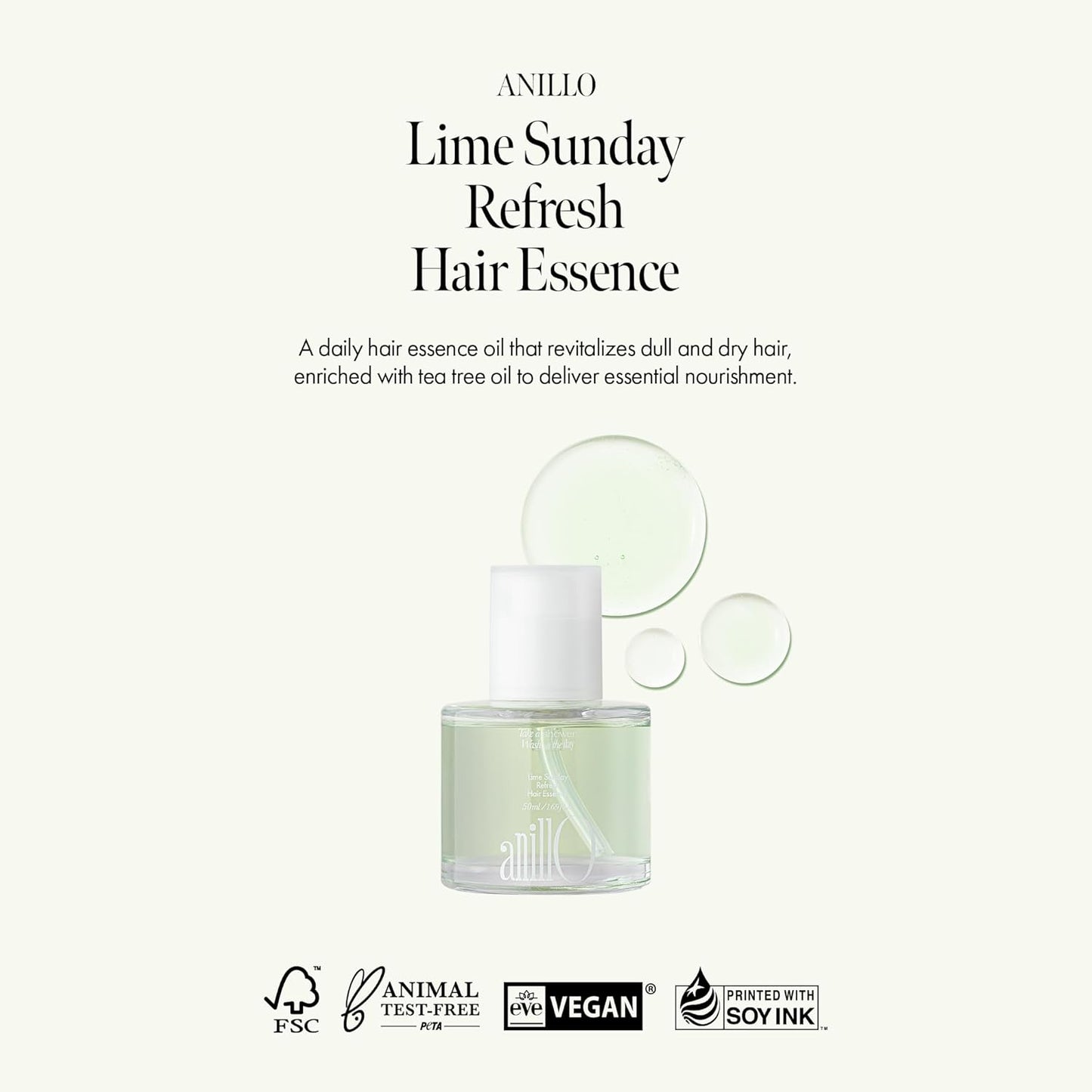Sunday Refresh Lime Hair Essence with Vitamin C, Tea Tree Leaf Oil, and Green Mint - Enhancing Hair Vitality, Citrus Scent, Paraben-Free (50ml / 1.69 fl. Oz)
