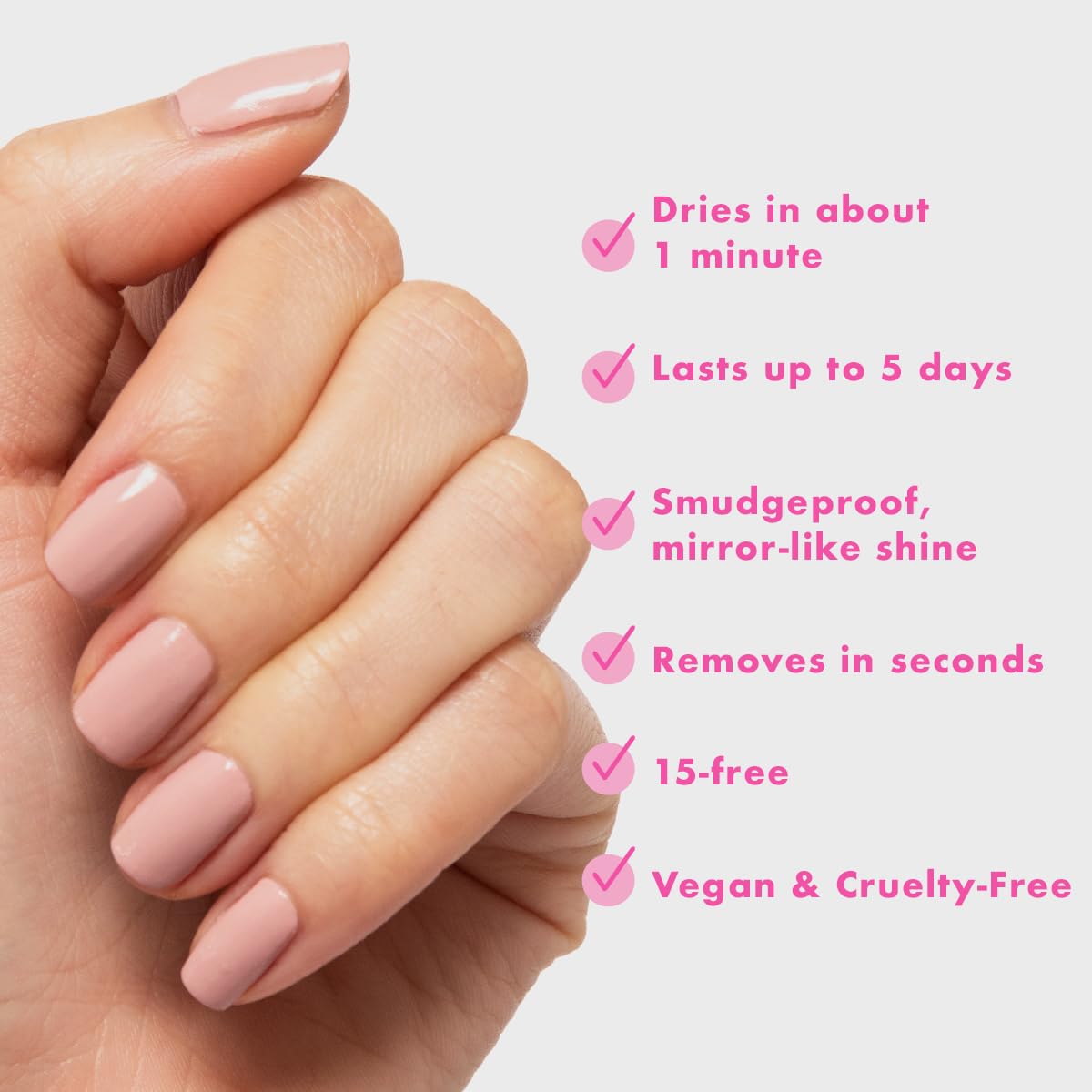 Olive & June Quick Dry Nail Polish | Instant, Fast-Drying, Smudgeproof Color | 15-free, Vegan, Cruelty-Free Formula | Lasts up to 5 Days | Salon-Quality Manicure Pedicure at Home | Poodle Pink Neutral
