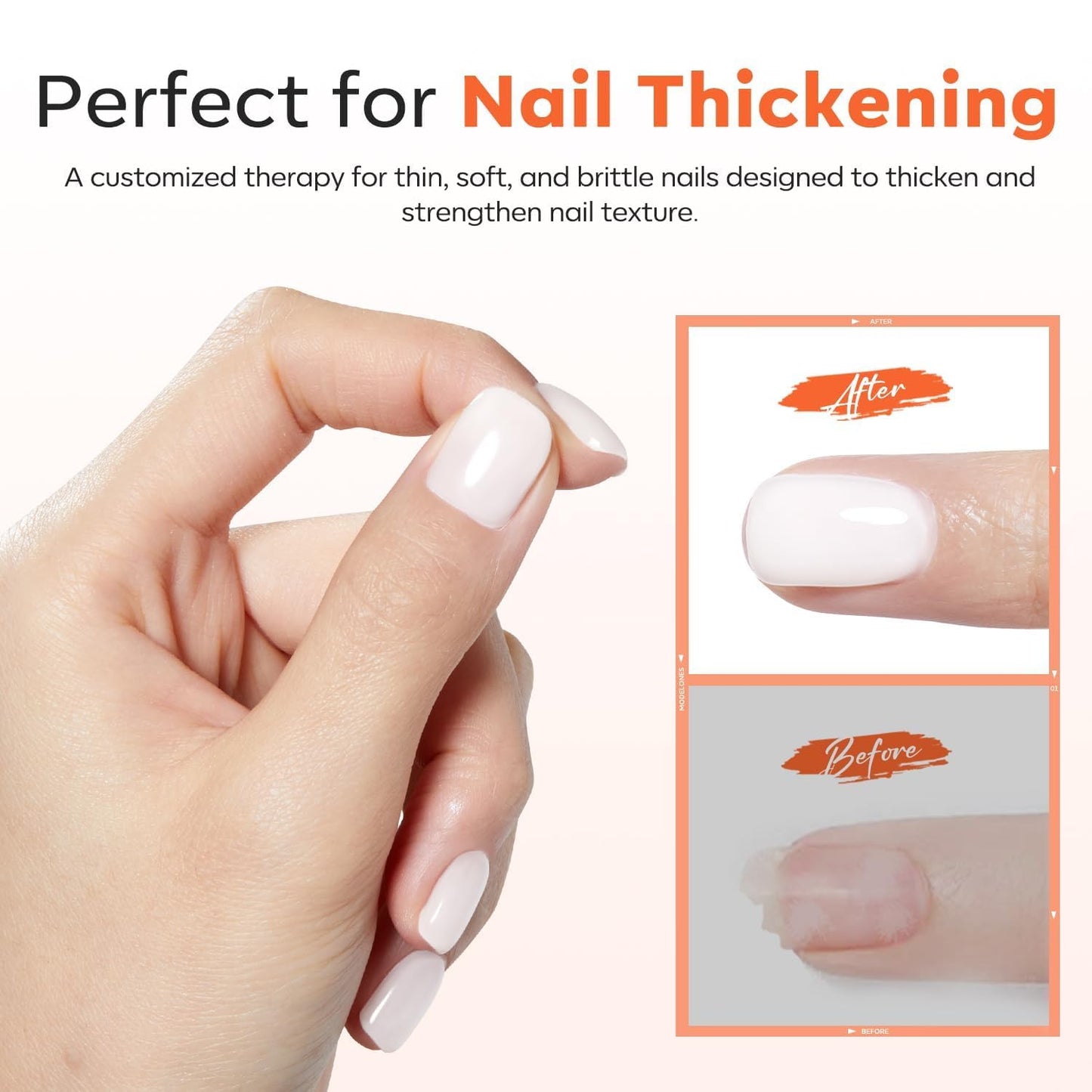 modelones Milky White Rubber Gel Base Coat, 6 in One Builder for Strengthen Apex Building Extension Long Lasting Protect Color Based Gel Polish Manicure for Fragile Nails Art Home Salon