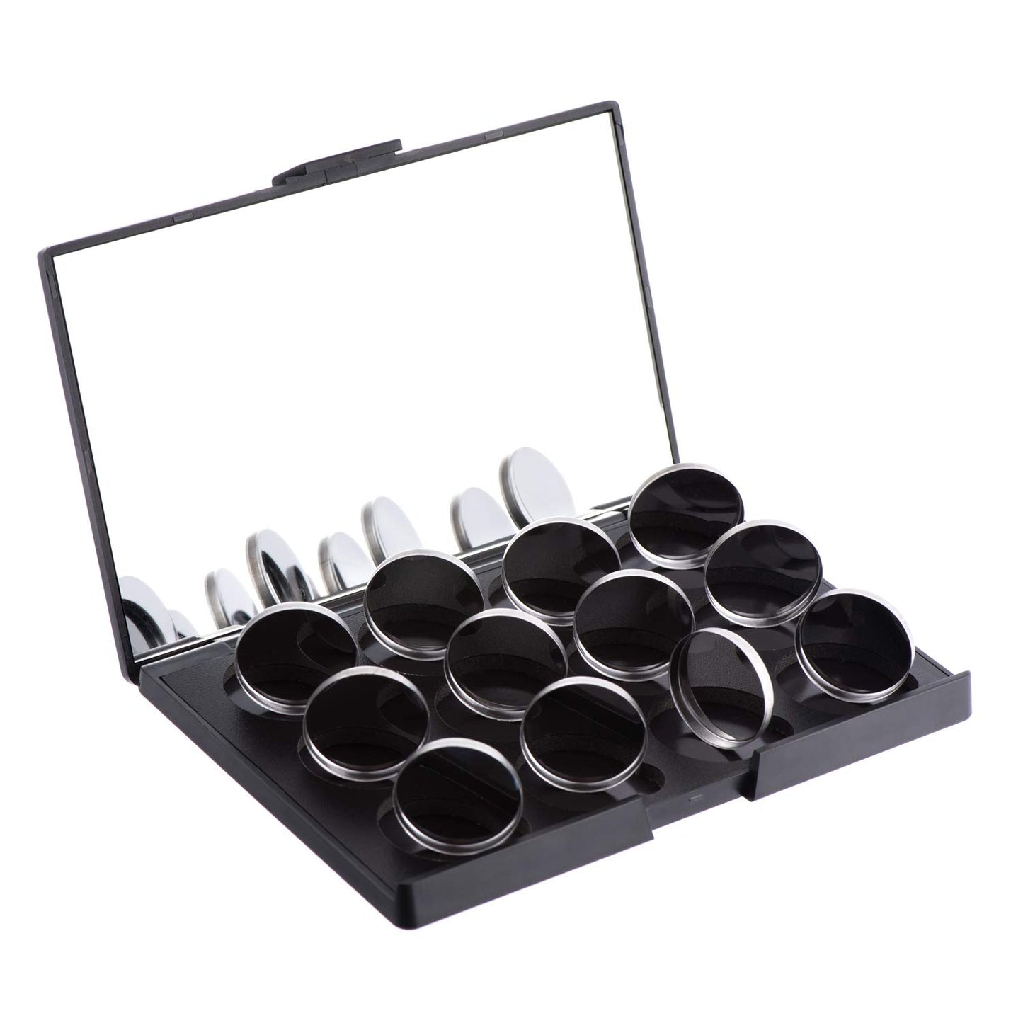 Empty Magnetic Eyeshadow Makeup Palette with Mirror and 12Pcs 26mm Round Metal Pans