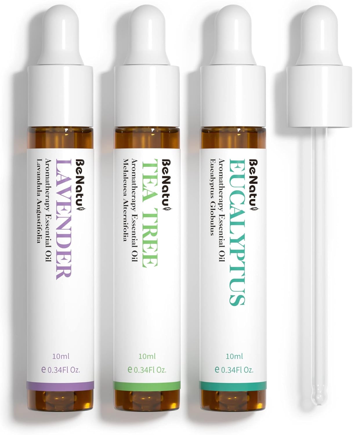 Benatu Essential Oils Set (Tea Tree Lavender Eucalyptus) for Home, Organic Relax Scent Aromatherapy Gift for Women and Men, Natural Fragrance for Skin Care, Body Topical Massage, Diffuser 3 Packs