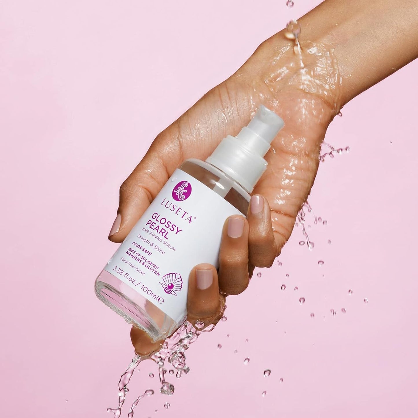 Luseta Glossy Pearl Shining Serum for Frizzy Hair Smoothing and Nourishing with Pearl Extract, Awakening Shine for Dull Hair - 3.38 oz