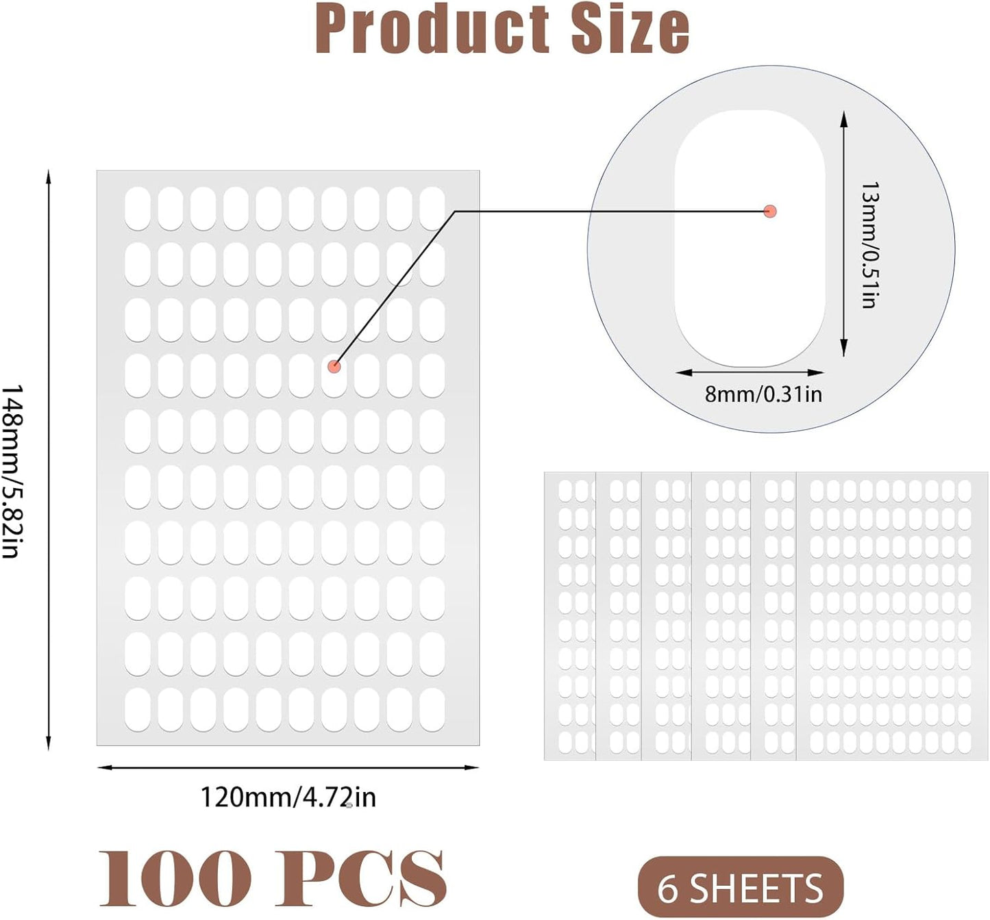 600 Pcs False Tip Double Sided Adhesive Tapes for Nail Art Holder Pre-cut Display Strips