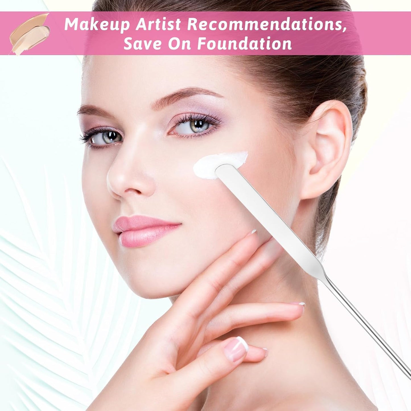 Makeup Mixing Palette, 5 Piece Set Makeup Palette Tray, Foundation Mixing Palette with Stir Stick, Spatula for Foundation Eye Shadow Lipsticks