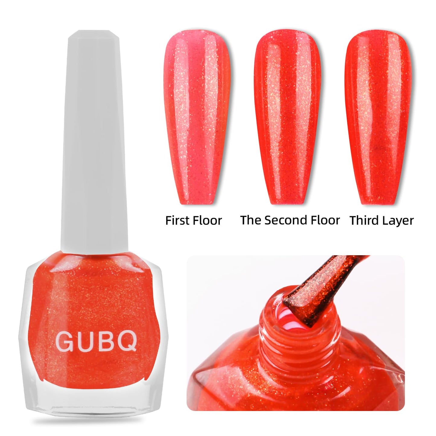 Major Dijit Quick Dry Nail Polish 12ml/0.41fl oz Gold Red Regular Nail Lacquer Fast Drying & Long Lasting Nail Polish Nail Art Effect for Nail Salon
