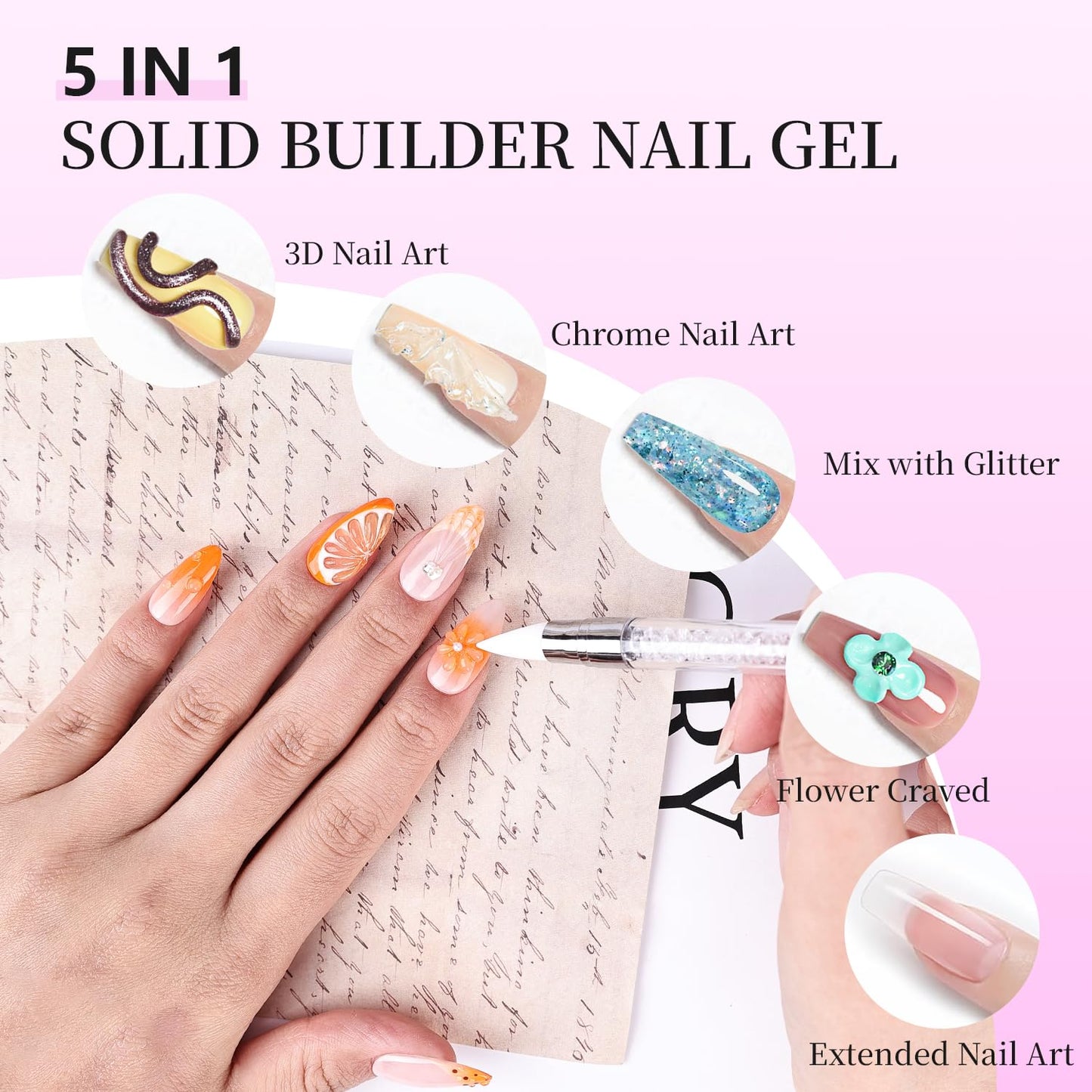 JEWHITENY 12 Colors Non-Sticky Solid Builder Gel Kit:3D Sculpting Gel with Mini U V Nail Lamp for Nail Extension,Modeling, Sculpture