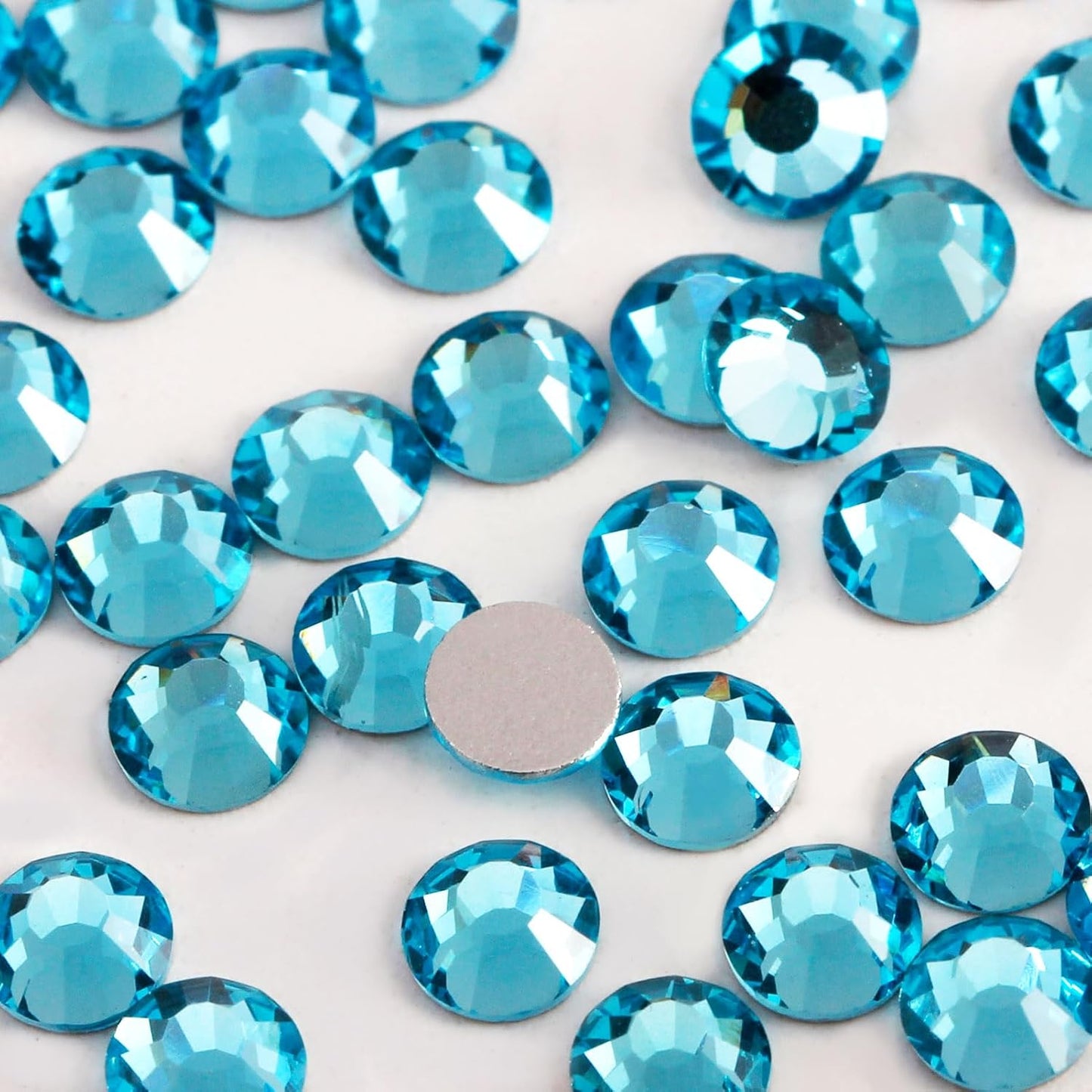 2000 PCS SS16 Flatback Rhinestones,12-Facet Diamond-Cut Glass Gems for Nail Art,Clothing,DIY Crafts,Glue-On Decoration Stones with Silver Backing,Aquamarine