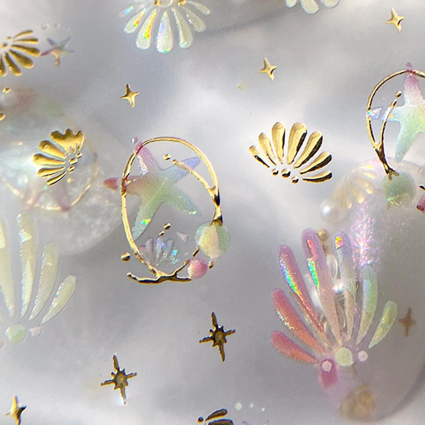 Summer Nail Stickers Starfish Nail Decals 3D Self-Adhesive Shiny Starfish Shell Nail Art Design Sticker Ocean Theme Nails Supplies Decoration Accessories for Women Acrylic Nails