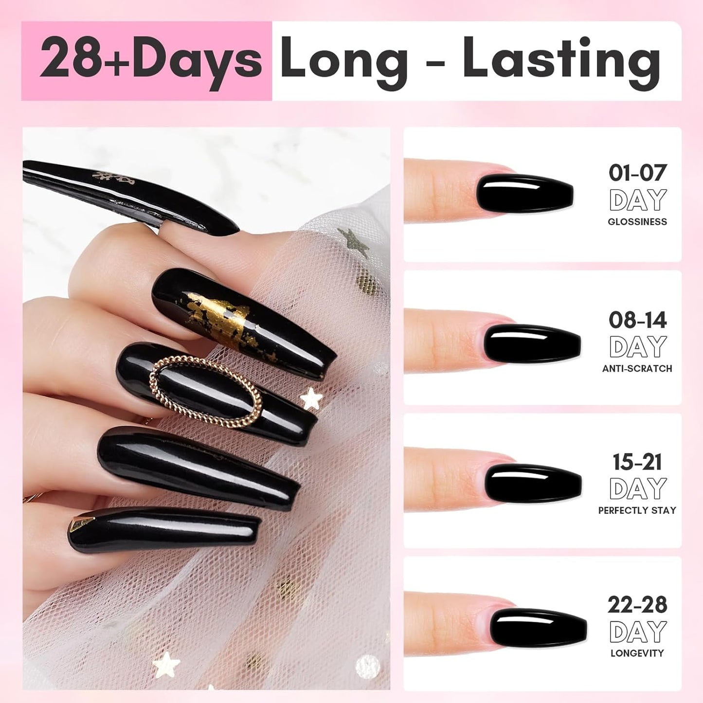 Makartt Poly Nail Gel Set: 2 Colors 50ML, Sheer Black and Milky White, Strong Builder for Extension, Strengthener, 3D Diy, Broken Nails Repair, French Manicures Salon Supplies At Home