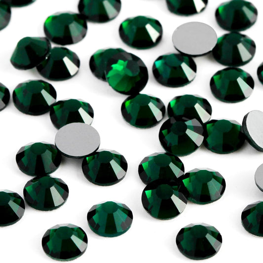 5000PCS SS6 Flatback Rhinestones | 12-Facet Diamond-Cut Glass Gems for Nail Art, Clothing, DIY Crafts |Glue-On Decoration Stones with Silver Backing(Emerald)