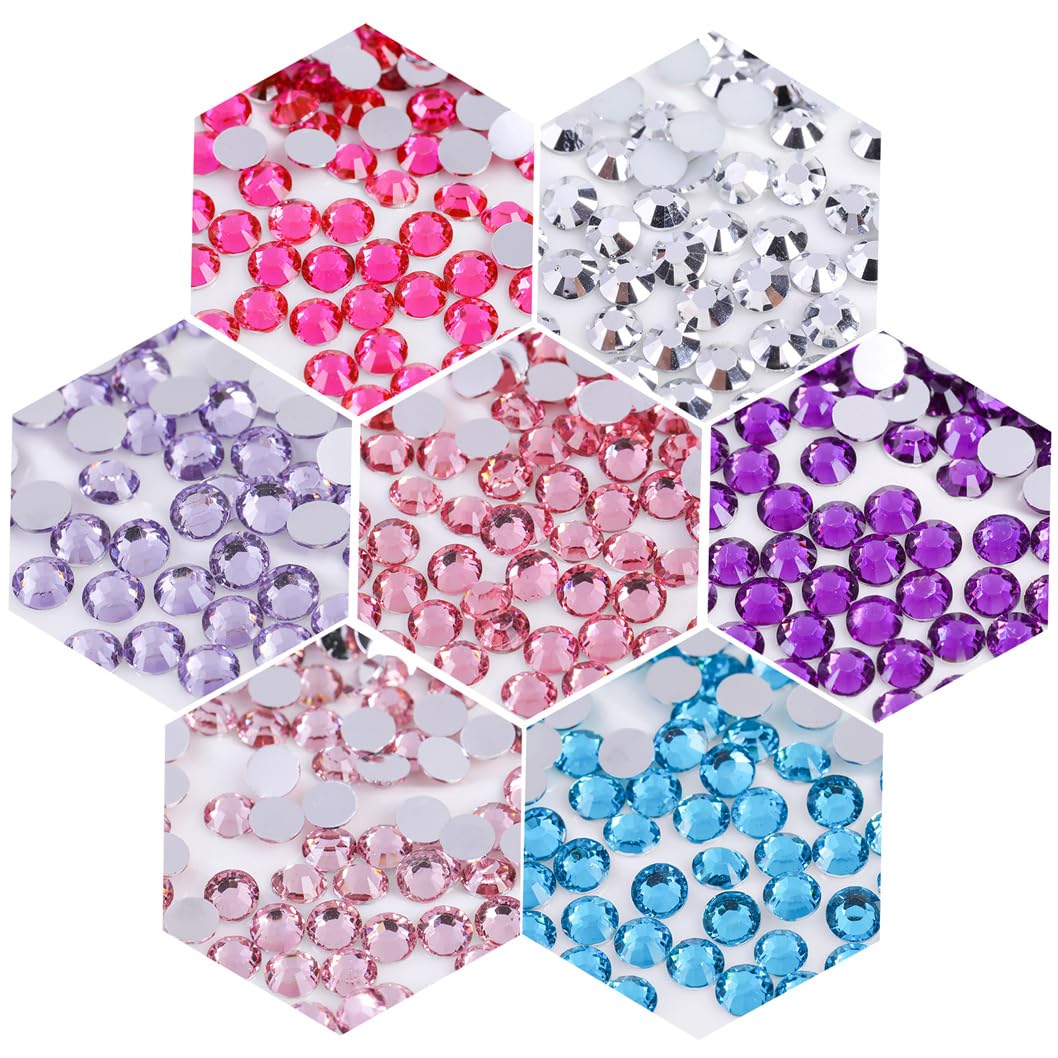 500 Pieces SS30 6mm Flatback Rhinestones Clear Glass Round Gems Crystals for Nail Art DIY Crafts Clothes Shoes Bags （Red）