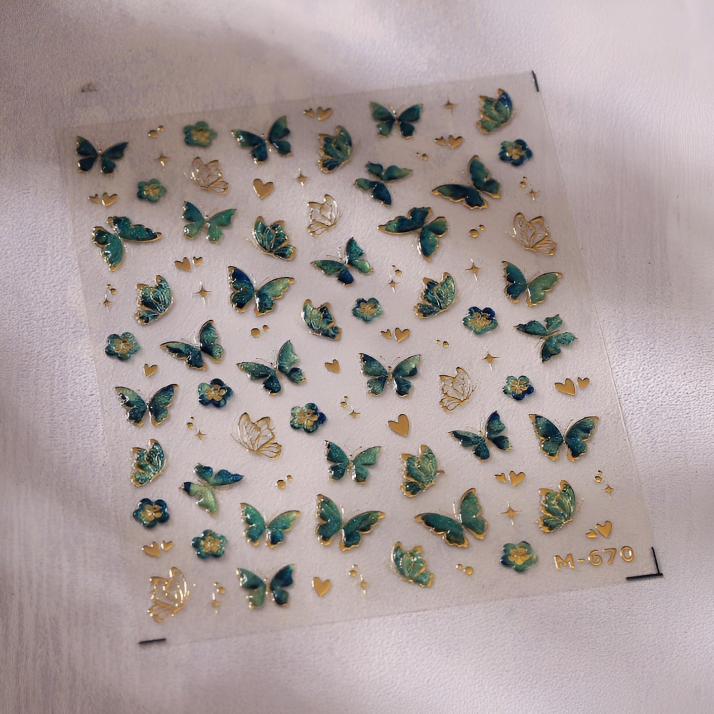 Butterfly Nail Stickers for Nail Art 5D Embossed Flower Nail Art Stickers Green Red Gold Butterfly Nail Decals Self-Adhesive Spring Summer Nail Design for Women Girls 2Sheets
