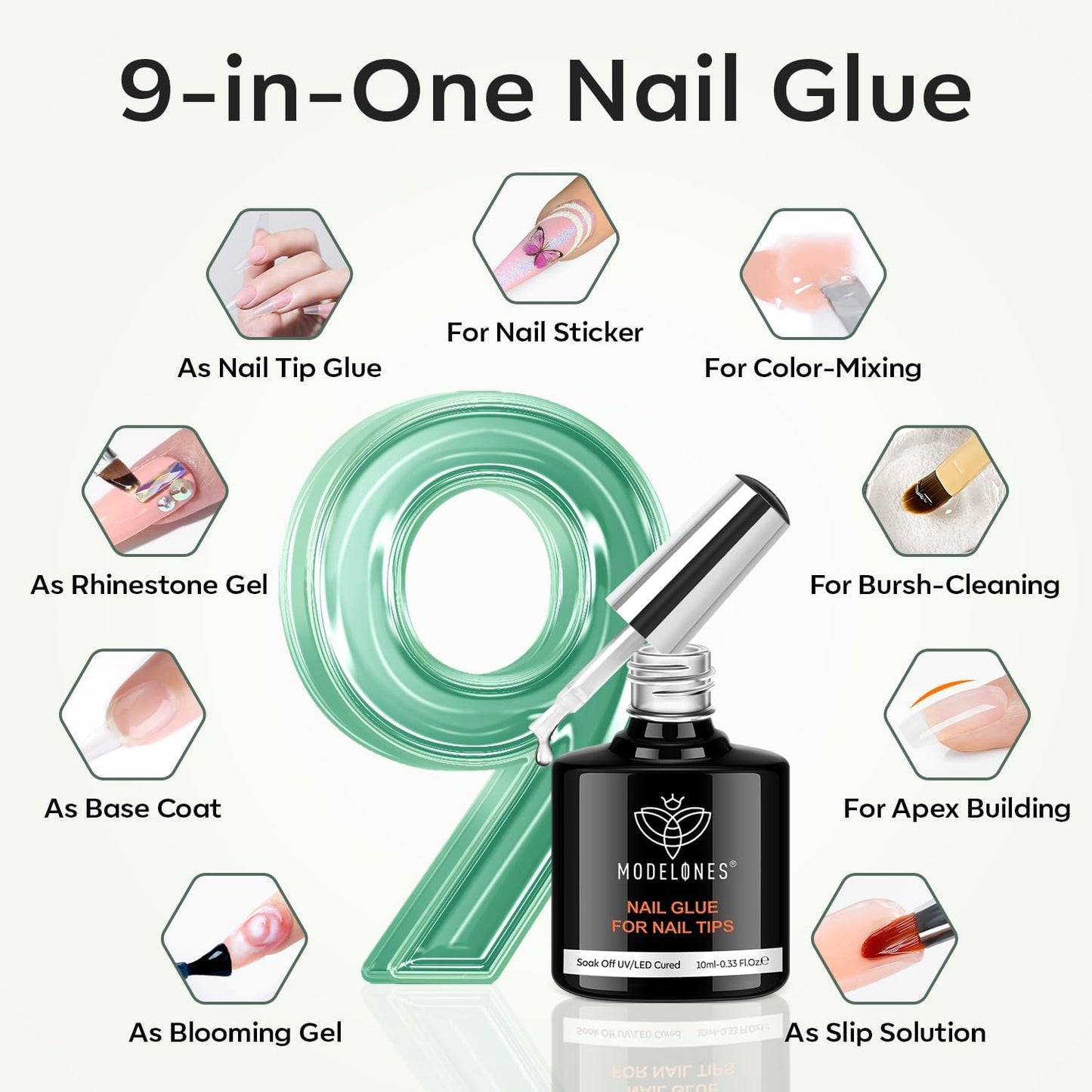 modelones Medium Coffin Gel Nail Tips Kit, 9-in-One Nail Glue with Portable U V Lamp 216Pcs 12Sizes Pre-Etched Press ons Fake Acrylic Extension Kit DIY Salon Gift for Women