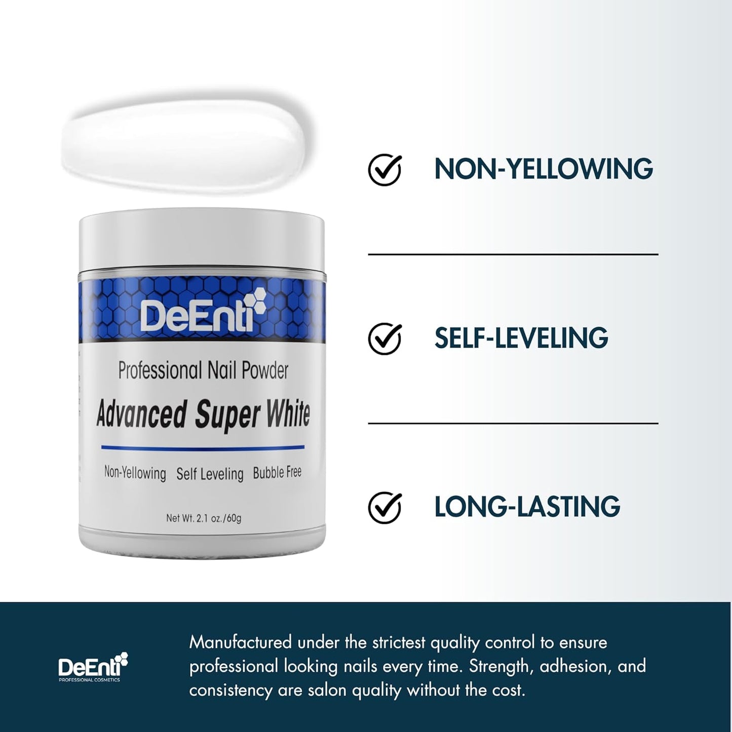 Acrylic Nail Powder, 2oz Bright White Acrylic Powder Dip for Nails, Long Lasting Salon Quality, Bubble Free Professional Manicures, Fake Nails, Carving & Extensions