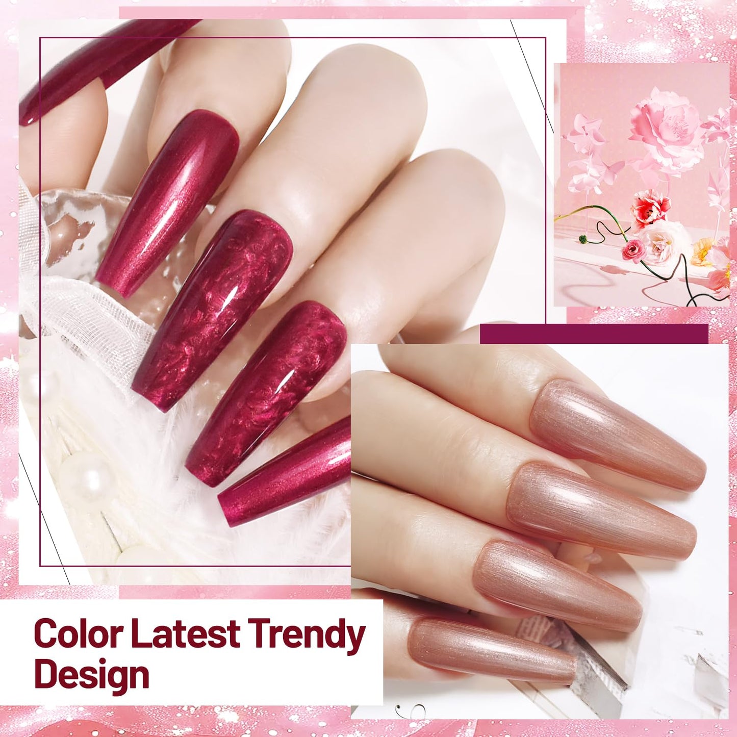 10ml Glitter Nail Polish Set 6 Colors Glitter Red Pink White Nail Polish Set for Nail Art