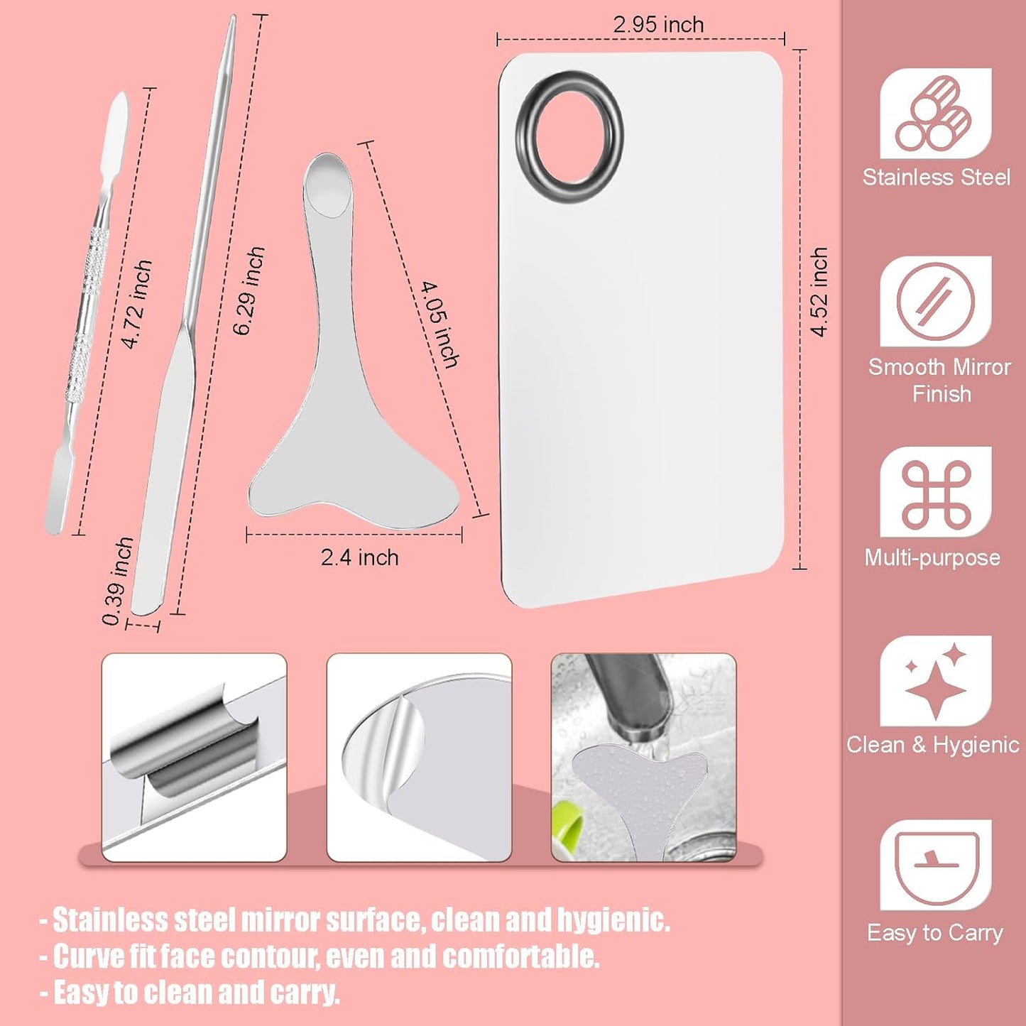 4 Pcs Makeup Spatula Korean Set, Spatula Makeup Korean Foundation Spatula, Stainless Steel Cosmetic Makeup Palette, Korean Makeup Spatula, Makeup Mixing Palette Cosmetic Spatula Skin Care Spatula Tool