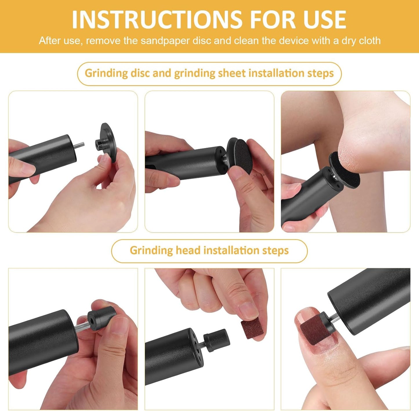 Upgraded Wireless Electric Callus Remover for Feet,6-Speed 2-in-1 Rechargeable Foot File Callus Remover with USB Charging & 3 Types of Sandpaper, Dead Skin Remover for Dry Cracked Heels,Black