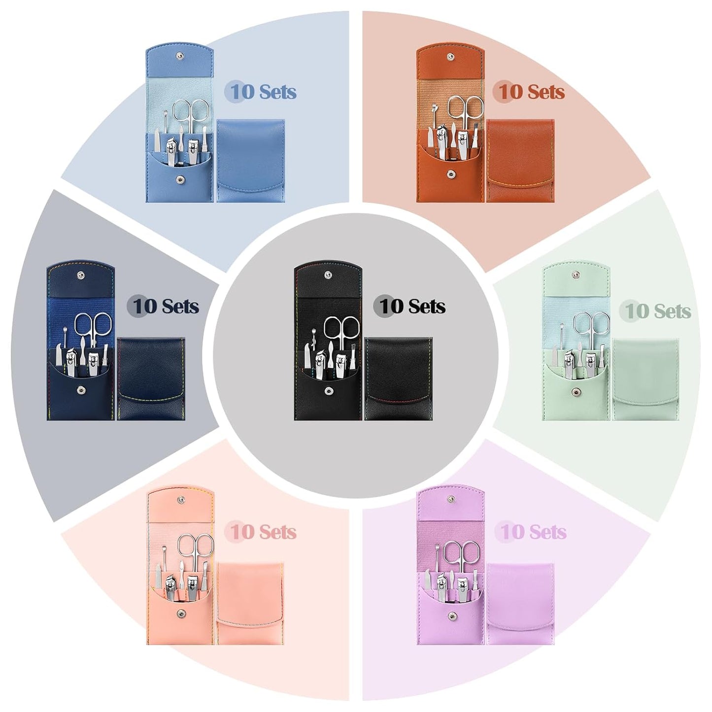 70 Set Manicure Set Bulk Professional Nail Care Kit Nail Clippers Kit Stainless Steel Pedicure Set with Travel Case Multicolor Portable Grooming Kits Gifts for Men Women (7 in 1,3x3.9'')