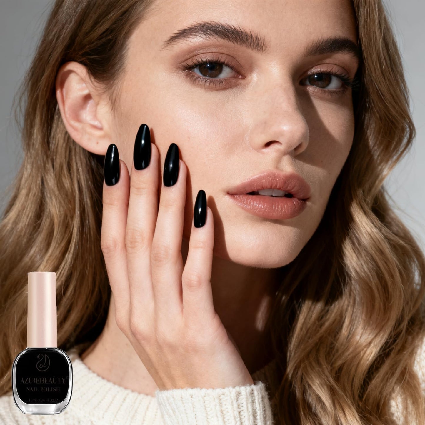 AZUREBEAUTY Nail Polish,Black Quick Dry Complete Natural Super Lustrous,Professional for DIY Manicure and Pedicure at Home