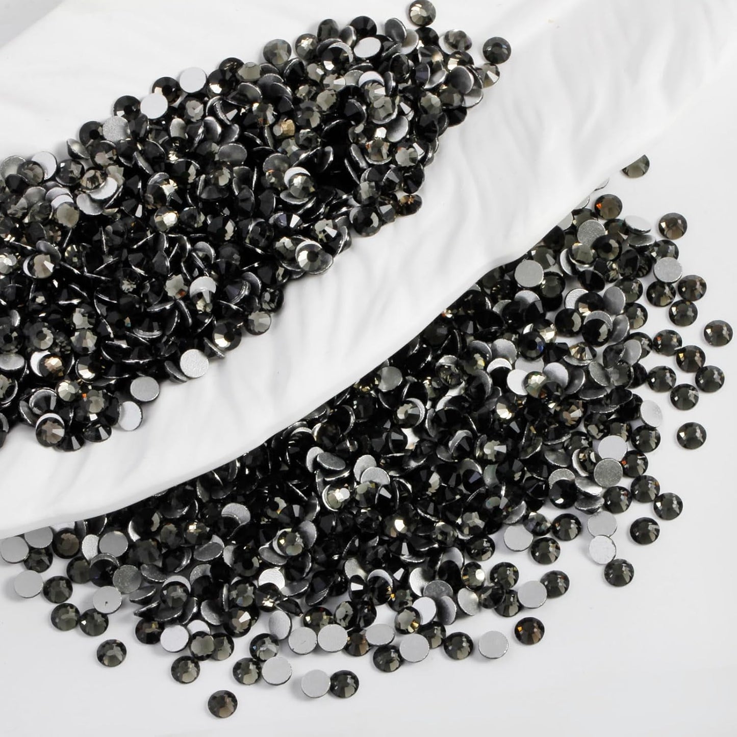 2000PCS SS20 Flatback Rhinestones | 12-Facet Diamond-Cut Glass Gems for Nail Art, Clothing, DIY Crafts |Glue-On Decoration Stones with Silver Backing(Black Diamond)