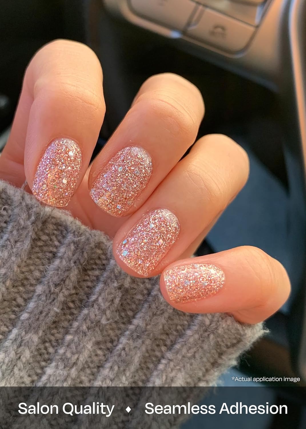 ohora Semi Cured Gel Nail Strips (N Pixie Dust) - Nude, Glitter, Works with Any UV/LED Lamps, Salon-Quality, Long Lasting, Easy to Apply & Remove - Includes 2 Prep Pads, Nail File & Wooden Stick