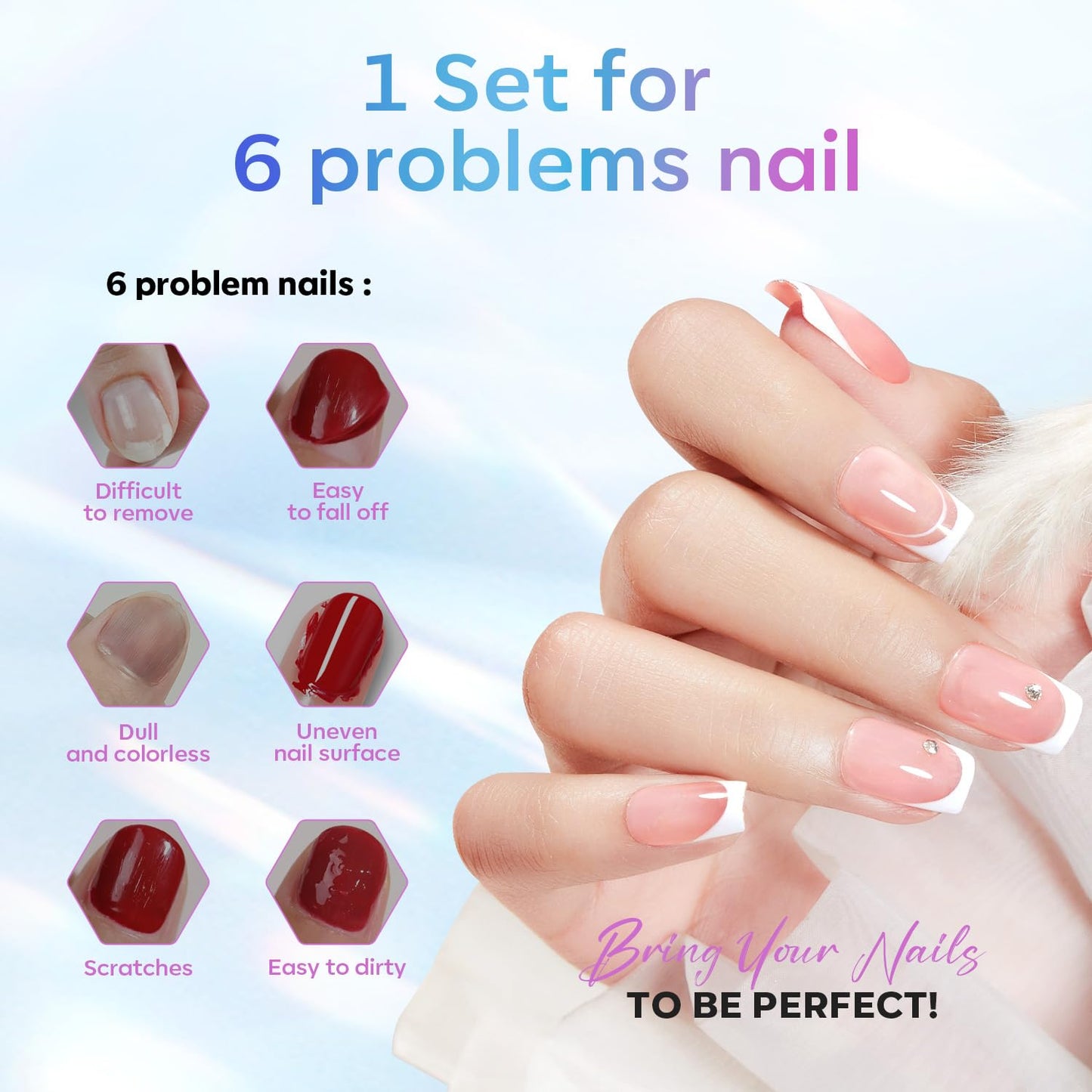 modelones Gel Top Coat, 15 ml 2025 Upgrade Super Shiny Base and Top Coat Set, Soak Off Nail Lamp Acid Free No Wipe Clear Base Top Gel Nail Polish