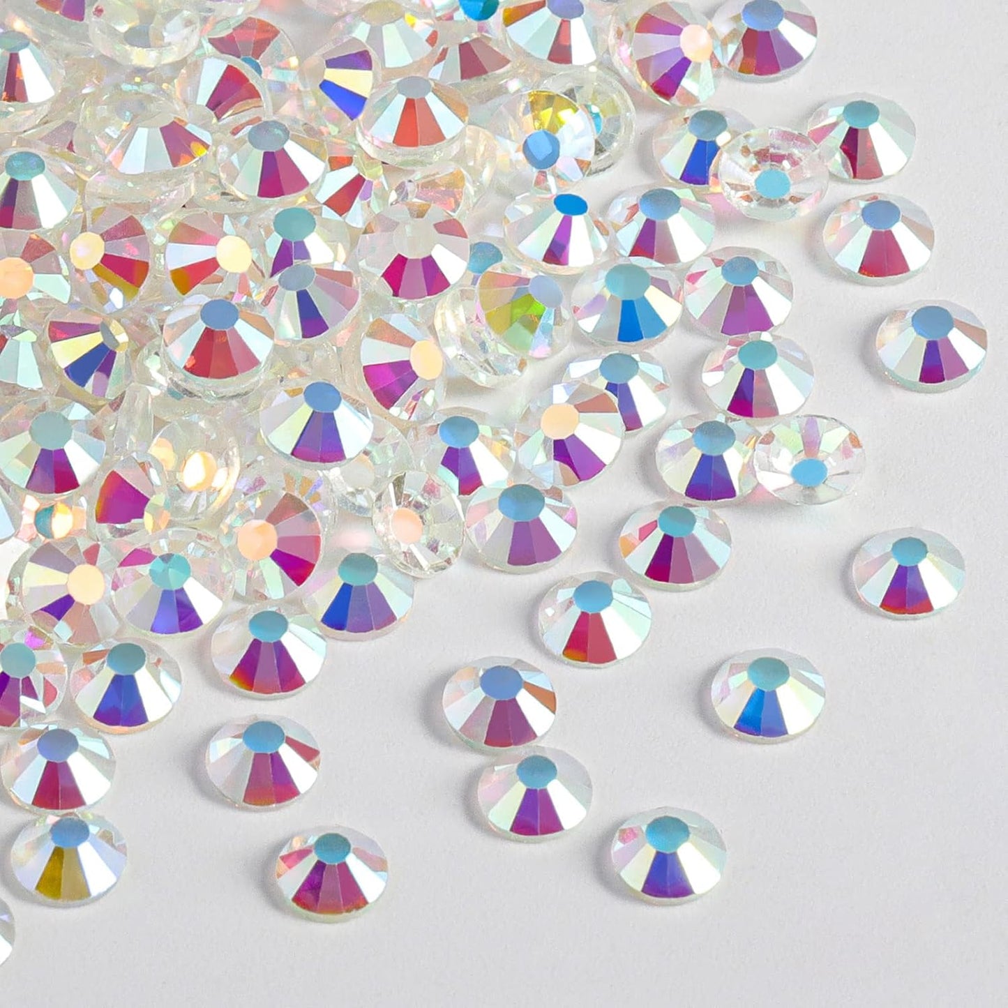 Beadsland 288 Pieces Flat Back Crystal Rhinestones Round Gems,Transparent AB, SS34,7.1-7.3mm