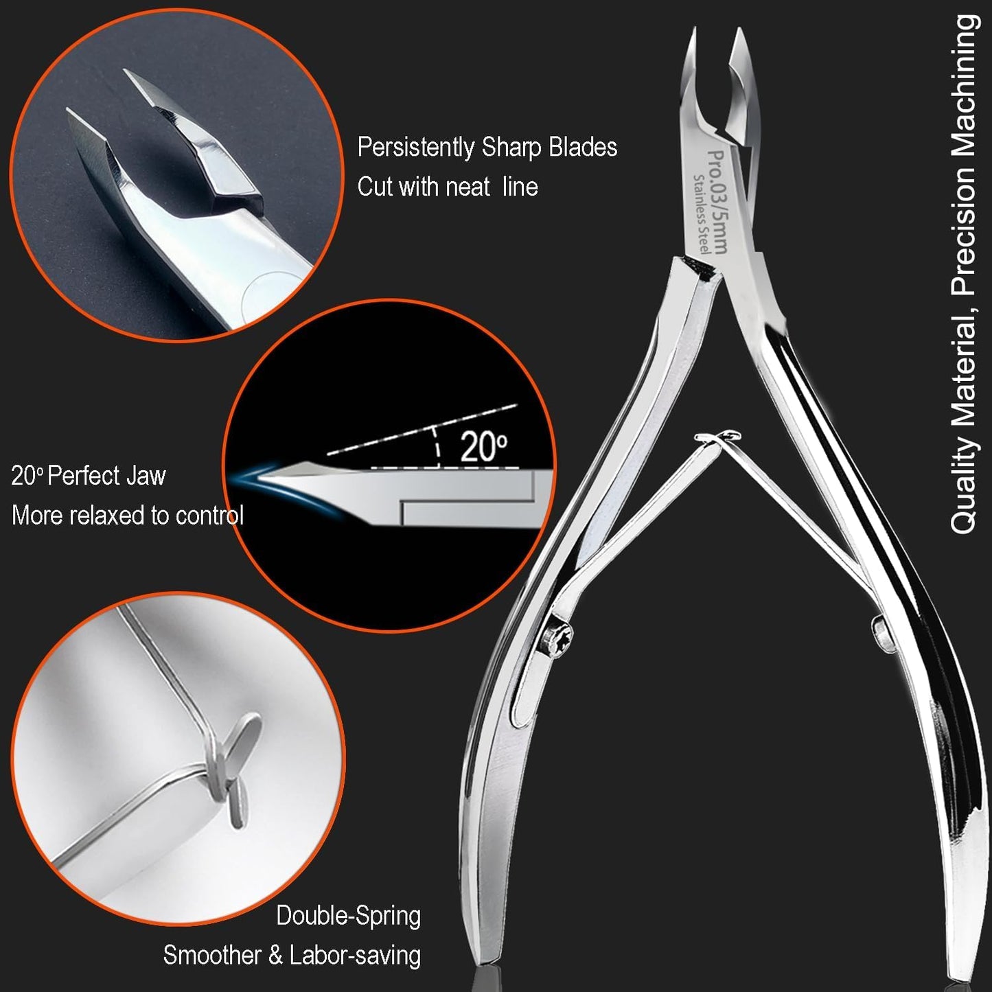 LePinko Salon-Quality Cuticle Trimmer with Cuticle Pusher, Super Labor-saving Cuticle Cutter, Sharp Cuticle Clippers for Manicurist, 5mm Jaw, Golden