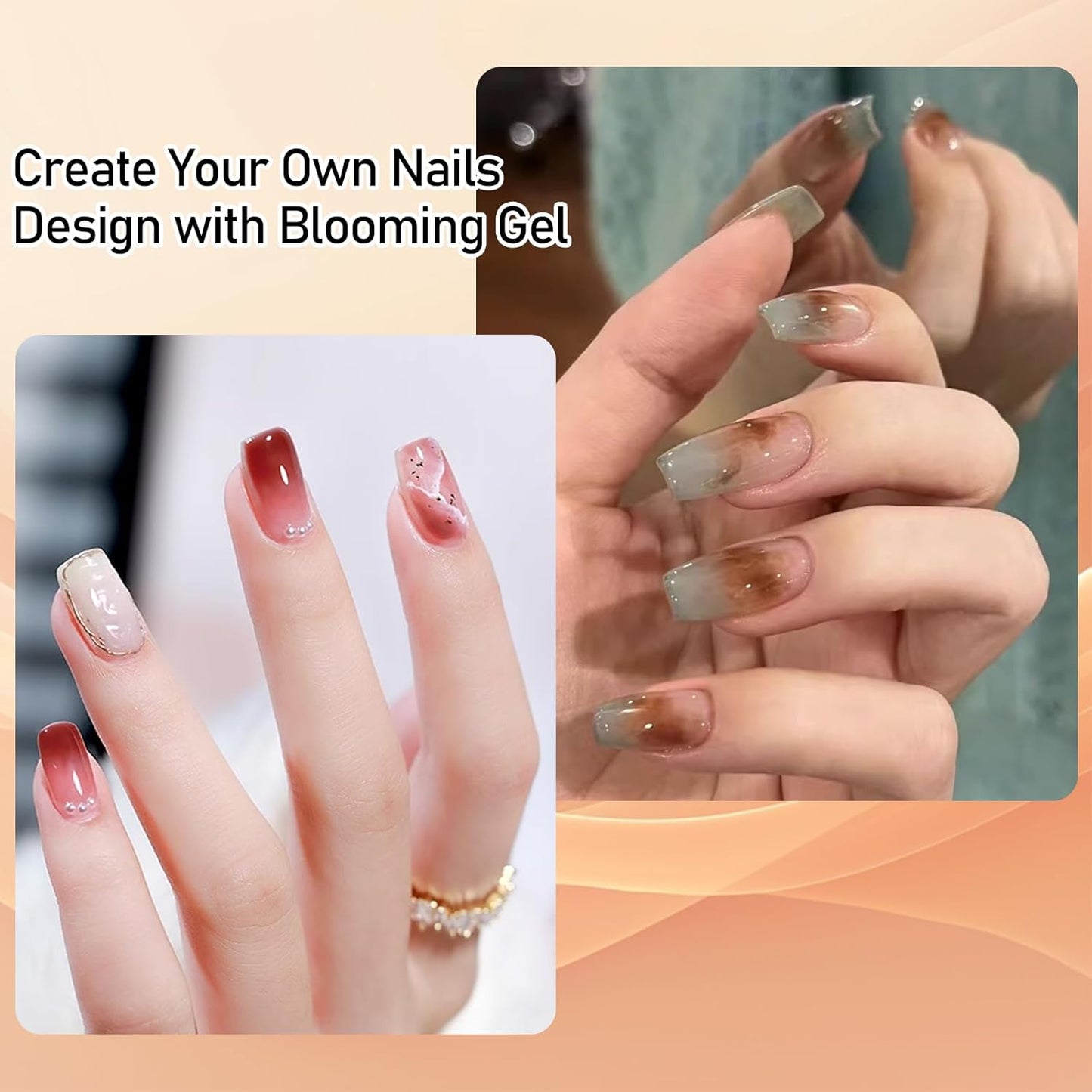 ADHERE Blooming Gel 15ml - Clear UV LED Blossom Gel Polish for Spreading Effect Marble, Watercolor Floral Nail Art, Soak Off Polish, Nail Salon Home DIY