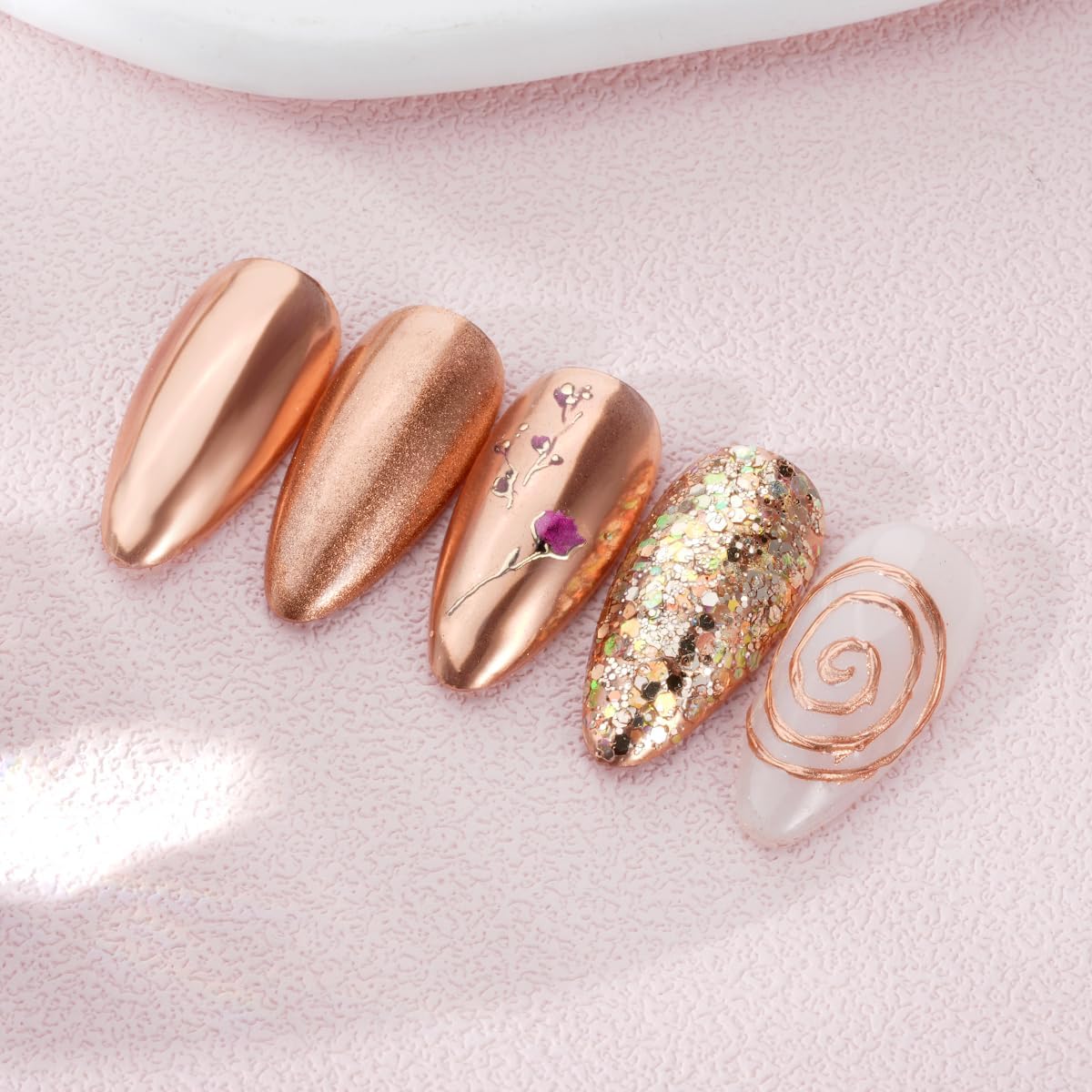 Pretty Diva Chrome Nail Powder - Bronze/Copper Mirror Effect Nail Chrome Powders, Highlight Metallic Chrome Powder for Nail Art Pigment Chrome Powder for Nails (bronze, 1g)