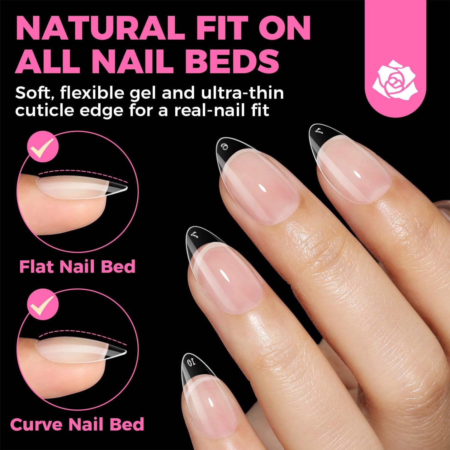 UNA GELLA Short Almond Nail Tips: 504PCS Short Fake Nails Soft Press On Gel Nail Tips Pre Shaped Almond Shape Home Nail Extension Full Cover, 12 Sizes Acrylic Gelly Tips