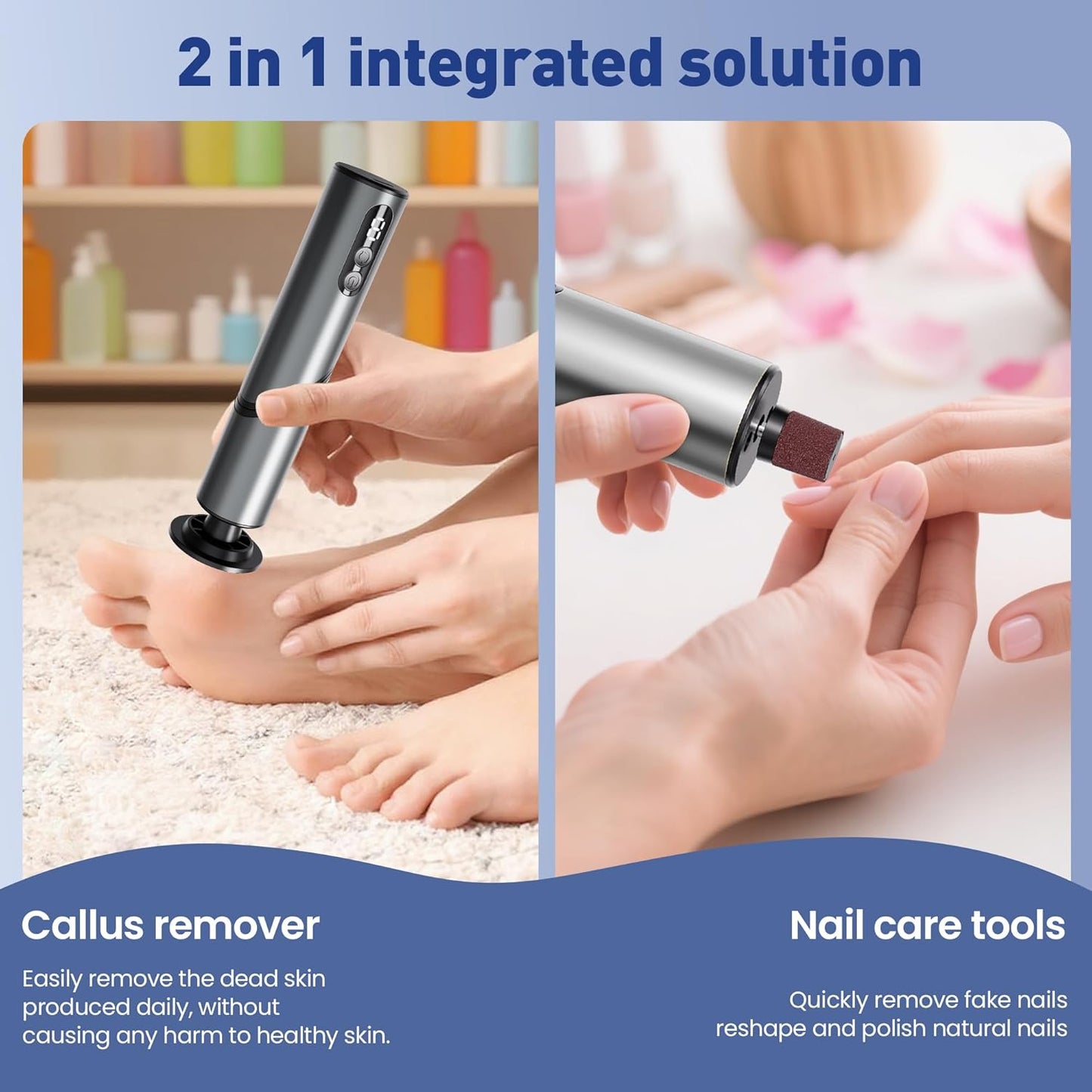 Electric Foot Callus Remover,2 in1 Rechargeable Callus Remover for Feet,9-Speed Wireless Electric Foot File Nail Grinder,Foot Scrubber Pedicure Tools for Dead Skin Dry Cracked Feet (Black Fold)