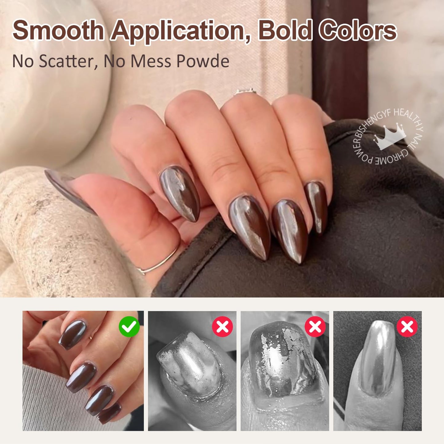 Mermaid Pearl Chrome Nail Powder: 8 Colors Mirror Effec Chocolate/Coffee/Copper Chrome Nail powder，Magic Mermaid Pink Chrome Nail Powder Pigment for Nail Art Design Home DIY（Purple/Green）