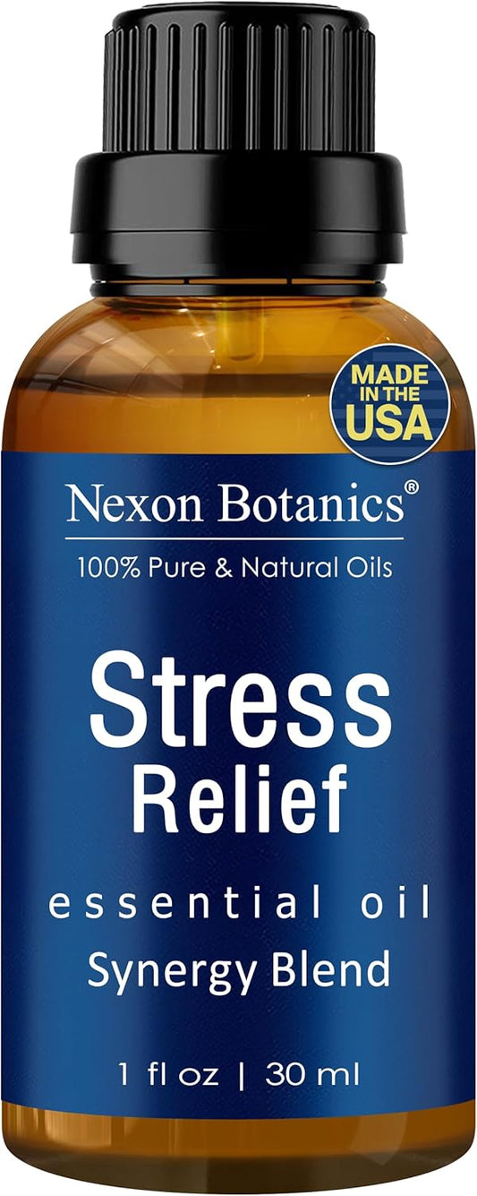 Stress Relief Essential Oil Blend 30 ml - Stress Relief & Calm Essential Oil for Diffusers & Aromatherapy - Promotes Relaxation & Rest - Nexon Botanics