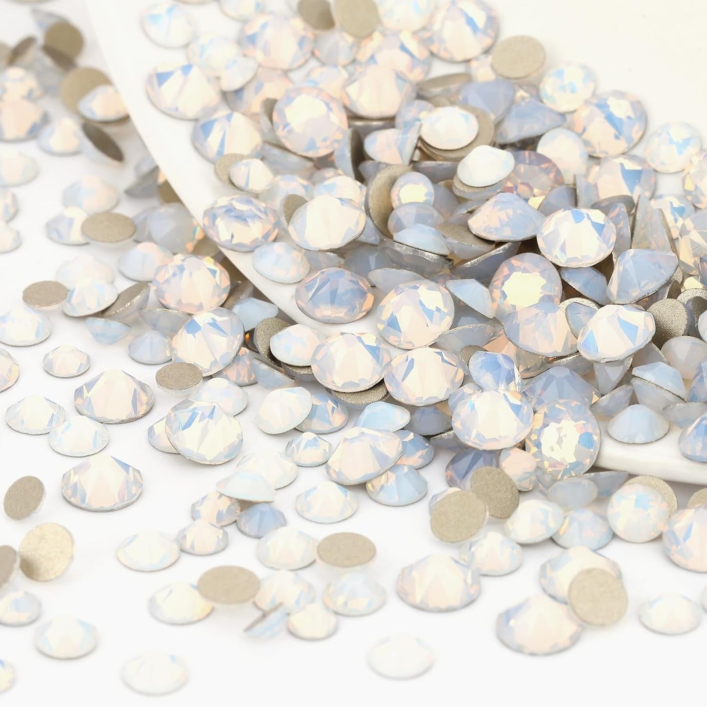 Novani White Opal Rhinestones 1440pcs Flat Back Round Rhinestone Style 2088 Sparkly Crystal Gemstones for Nail Art and Crafting SS16,3.8-4.0mm