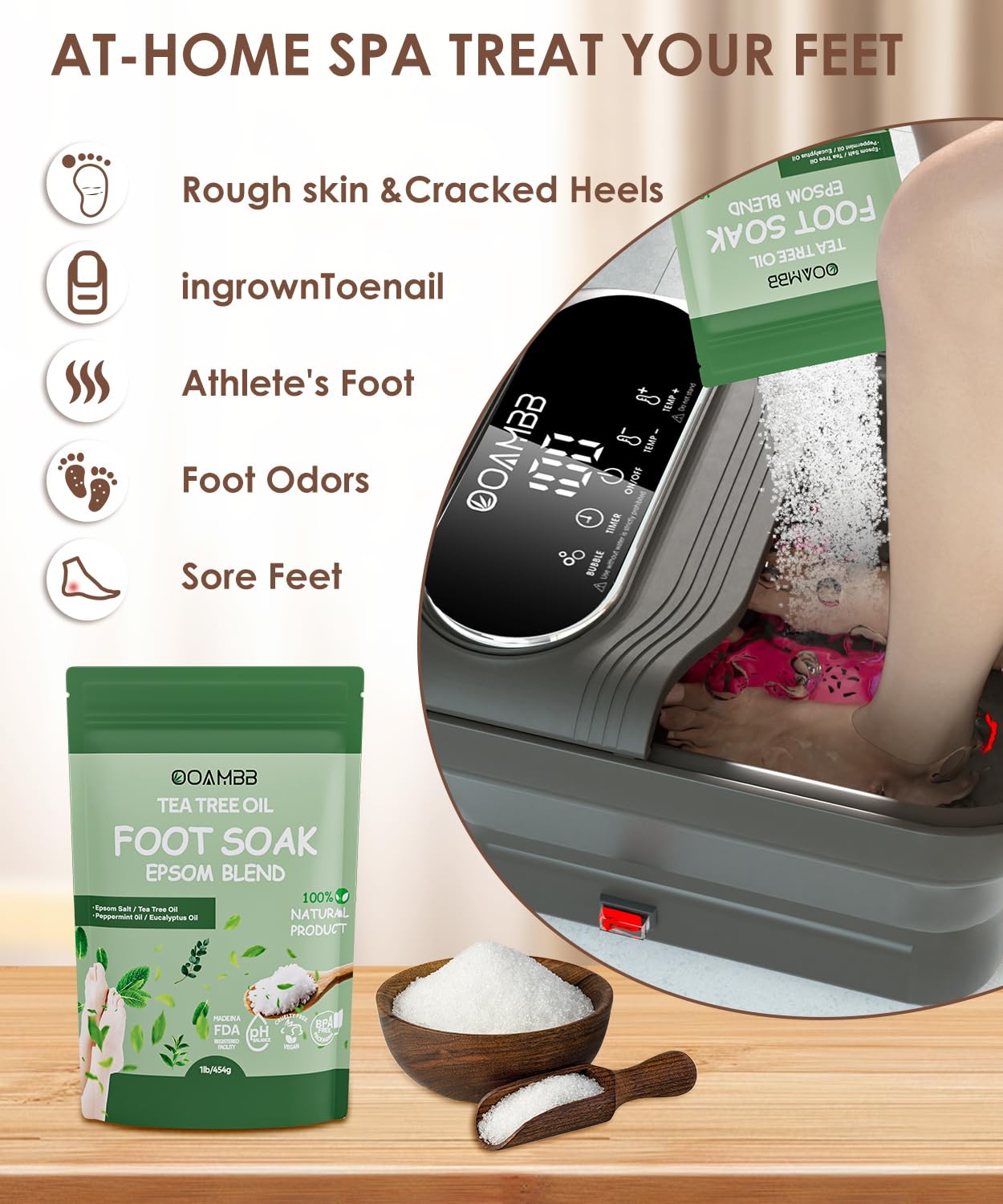 Collapsible Foot Spa with Heat, Bubble and Temp Control, Foot Bath Massager with XL Touch Screen and Massage Rollers, Foot Soaking Tub, Pedicure Foot spa for Stress Relief (Dark Grey +Green)