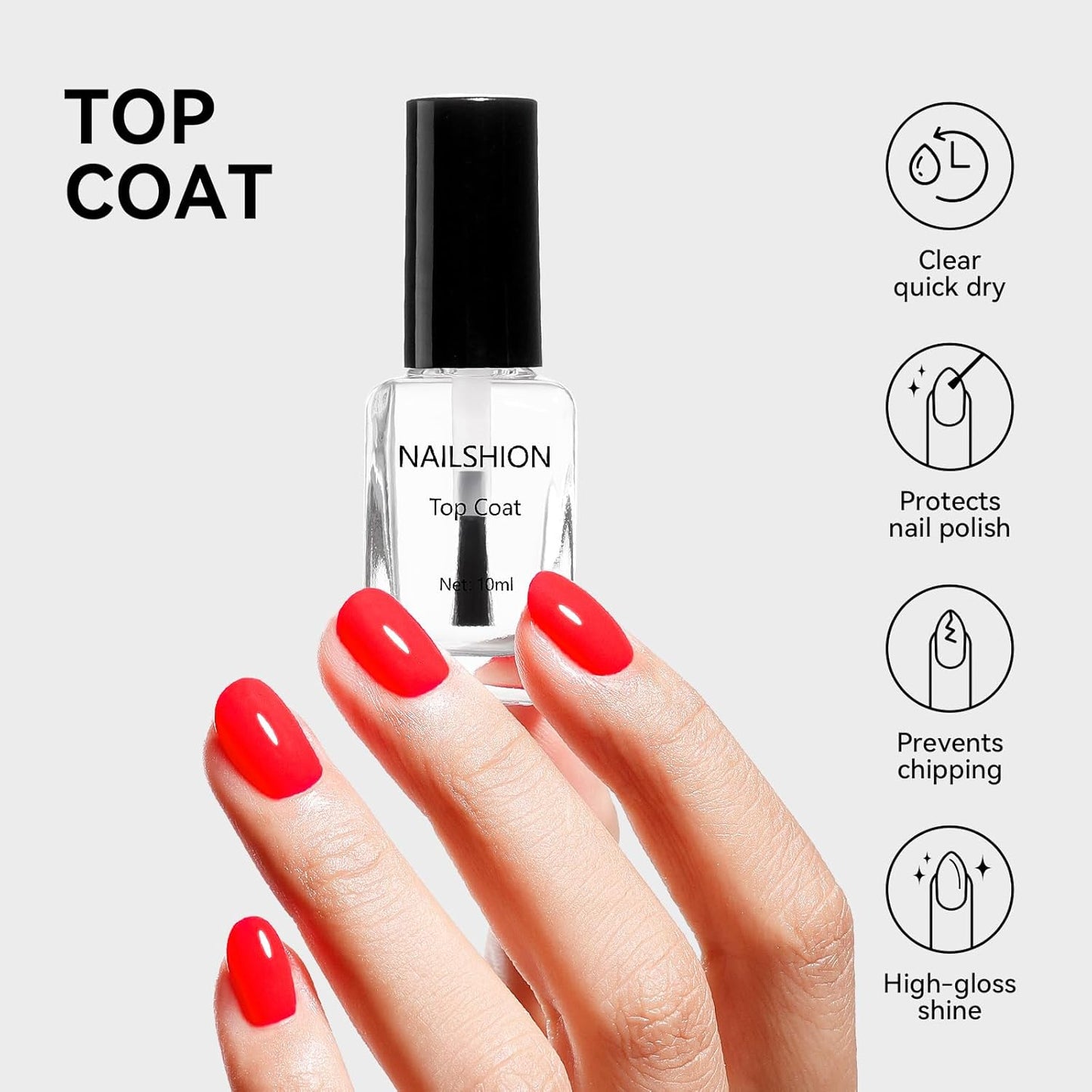 Base Top Coat, Nude Peach Ridge Filler Base Coat Clear Nail Polish, Enriched VE Calcium Strengthening, Quick Dry Non-Gel, No U V Light Needed, Long-lasting Nails Gift for Women