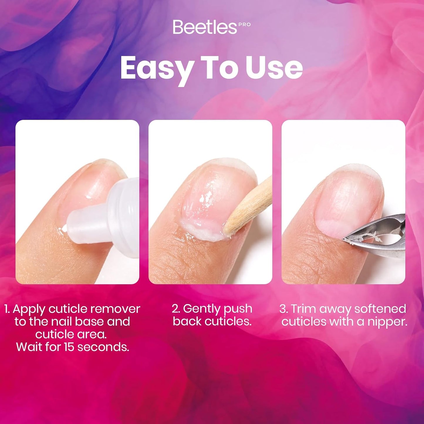 Beetles 40ml Cuticle Remover PRO: Fast Drying Cuticle Remover Softener Liquid, Gently Removes Dead Skin & Overgrown Cuticles, for Nail Technicians & DIY Manicure Lovers