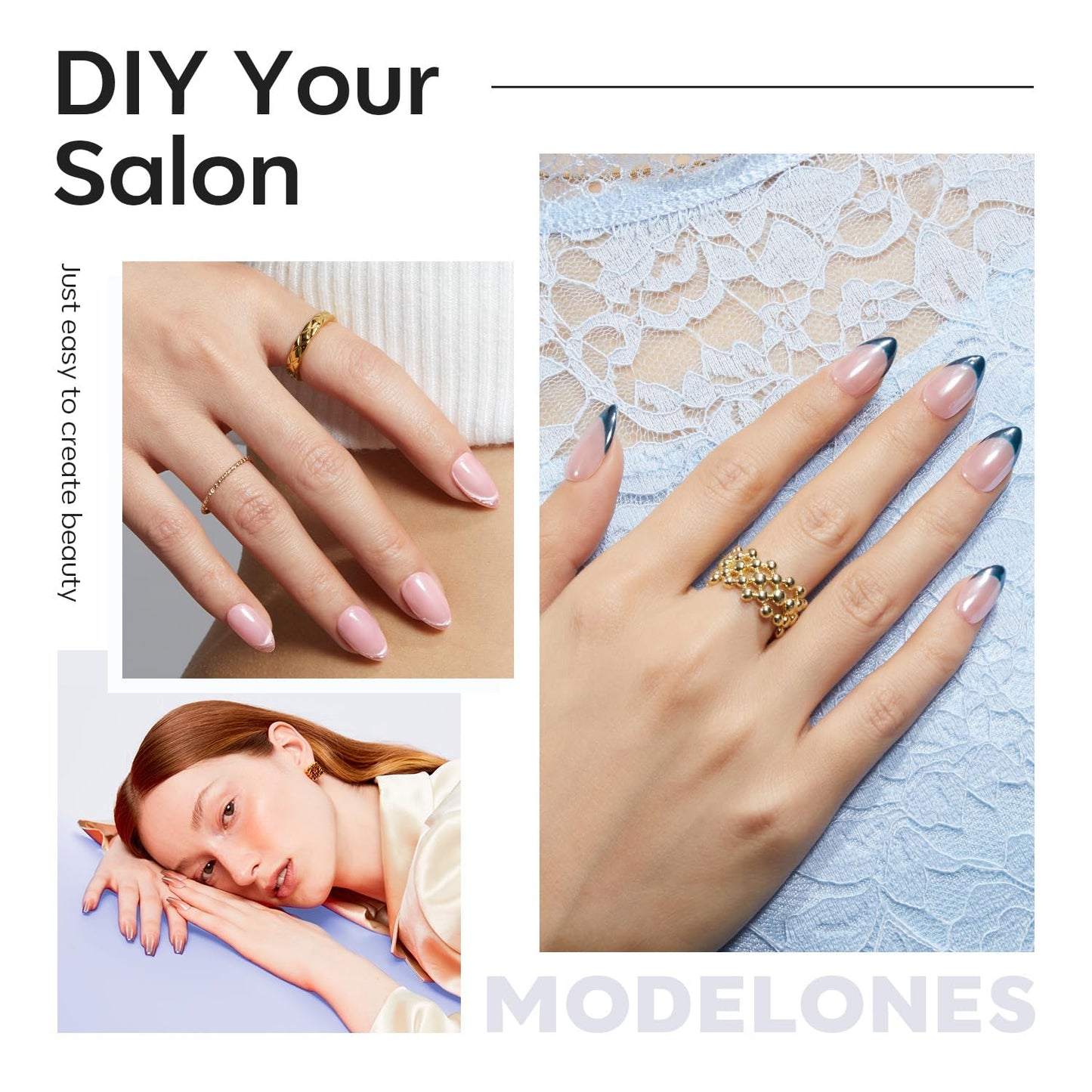 Modelones Short Almond Fake Nail Tips - 510Pcs Gel Tips Pre-shaped Half Matte Full Cover Clear Acrylic Gel Kit False Press on Nails for Extension DIY Salon 15Sizes